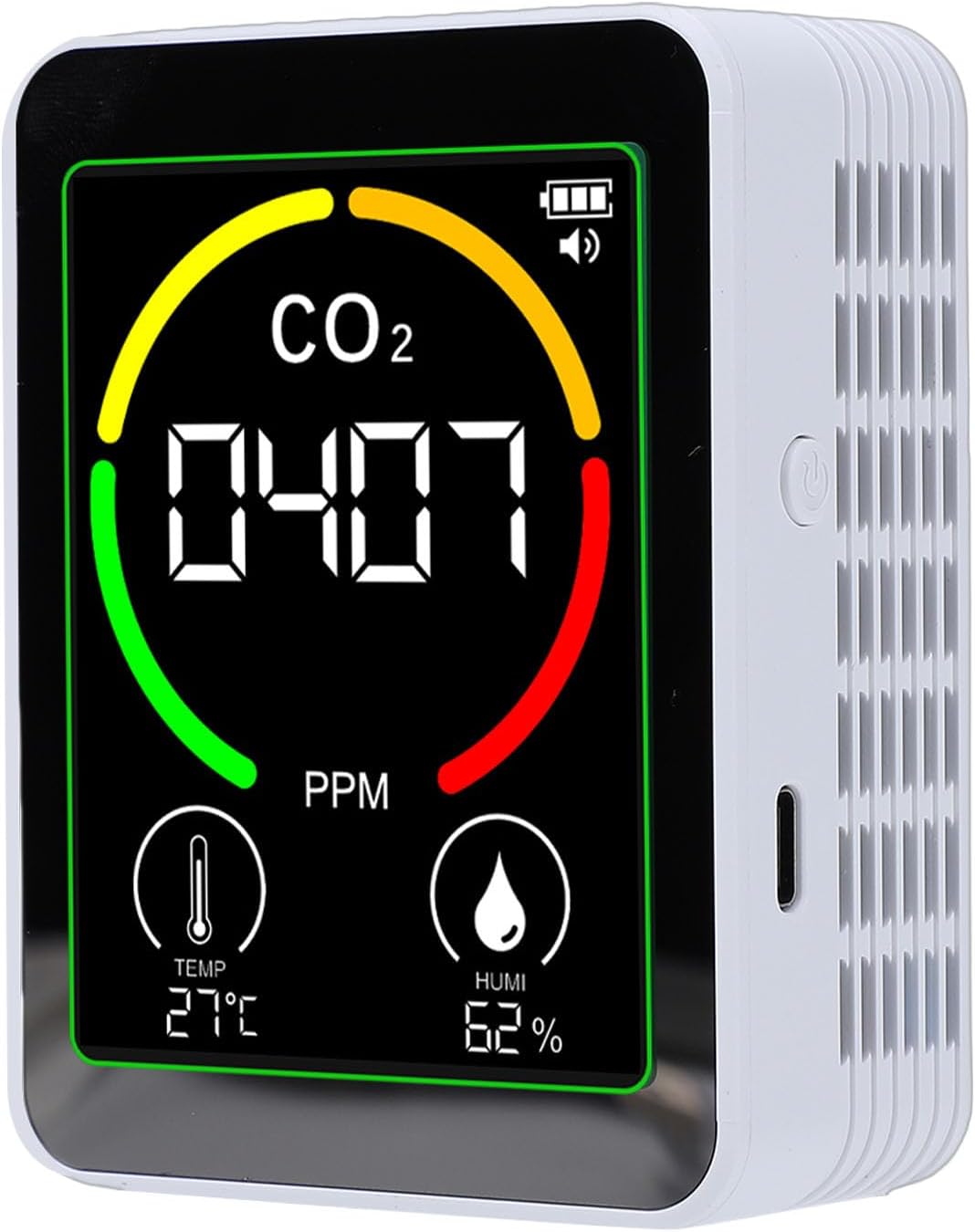 Topiky 3-in-1-Professioneller Luftqualitätsmonitor für Innenräume, CO2-Temperatur-Feuchtigkeits-Erkennungstester, Tragbarer Luftqualitätstester, Temperatur-Feuchtigkeitsmessgerät-Kit für das