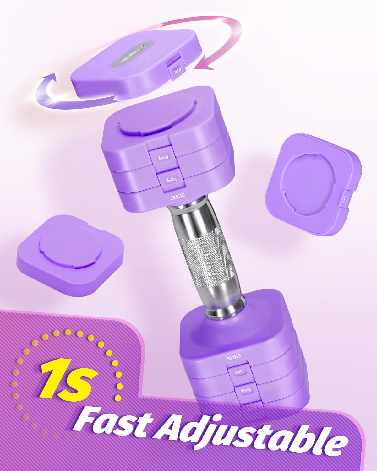 Fragraim 5 kg x 2 verstellbare Hanteln Set für Damen Herren Handgewichte Sets Hanteln verstellbar für Heim-Fitness-Training, Krafttrainingsgeräte – Bild 4
