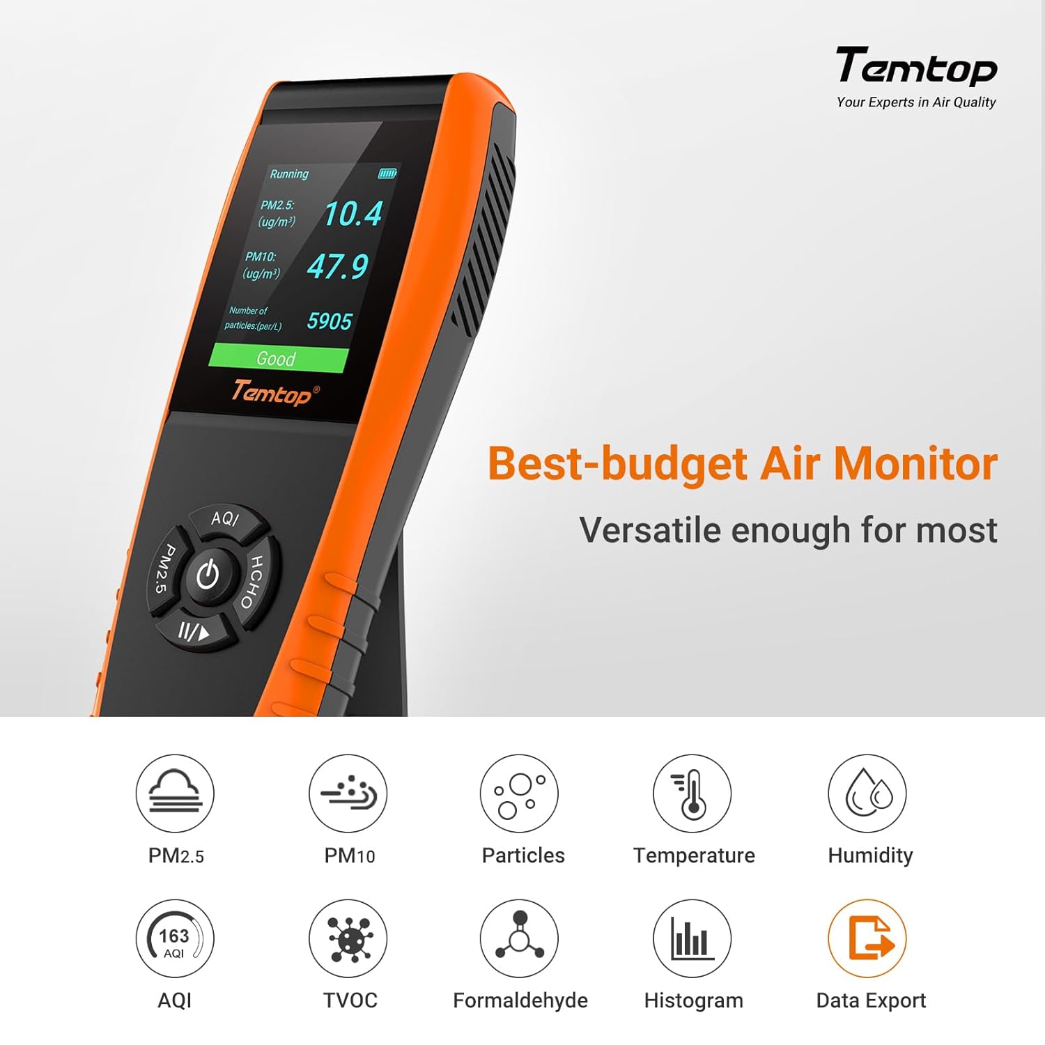 Temtop LKC-1000S+ 2. Raumluftqualitätsdetektor Innen-Formaldehydmonitor HCHO/PM2,5/PM10/TVOC-Datenausgabe – Bild 2