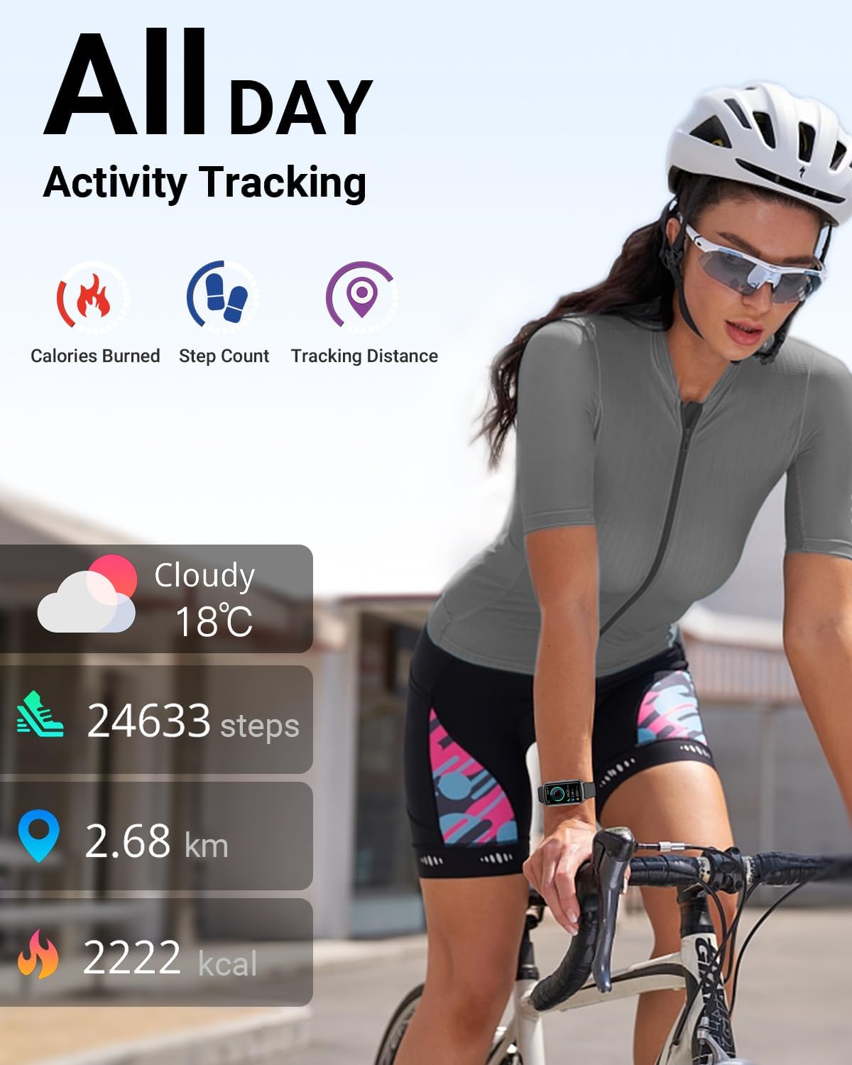 Fitness-Tracker/Uhr für Damen und Herren, bis zu 7 Tage Akkulaufzeit, über 20 Trainingsmodi, SpO2-Tracking, Schlafmonitor, Herzfrequenzmesser, Schrittzähler, wasserdichter Aktivitäts-Tracker mit 5 ATM – Bild 2