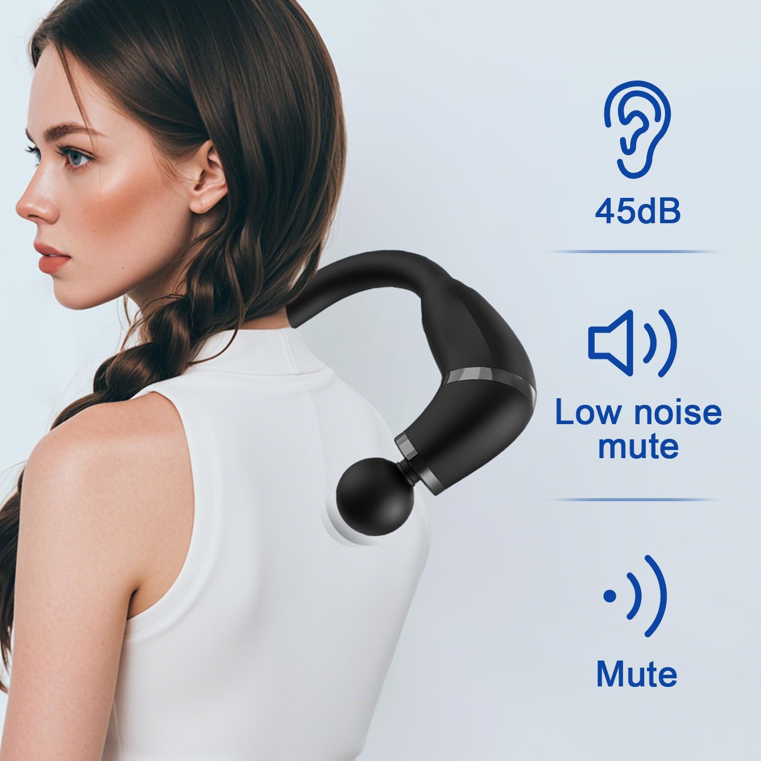 U-förmige Massagepistole, Rückenmassagegerät, 4 Massageköpfe, Massagepistole mit LCD zur Schmerzlinderung, Tiefengewebe-Körpermassagegerät, Faszienmuskel-Massagepistole für Nacken, Schulter, Bein – Bild 2