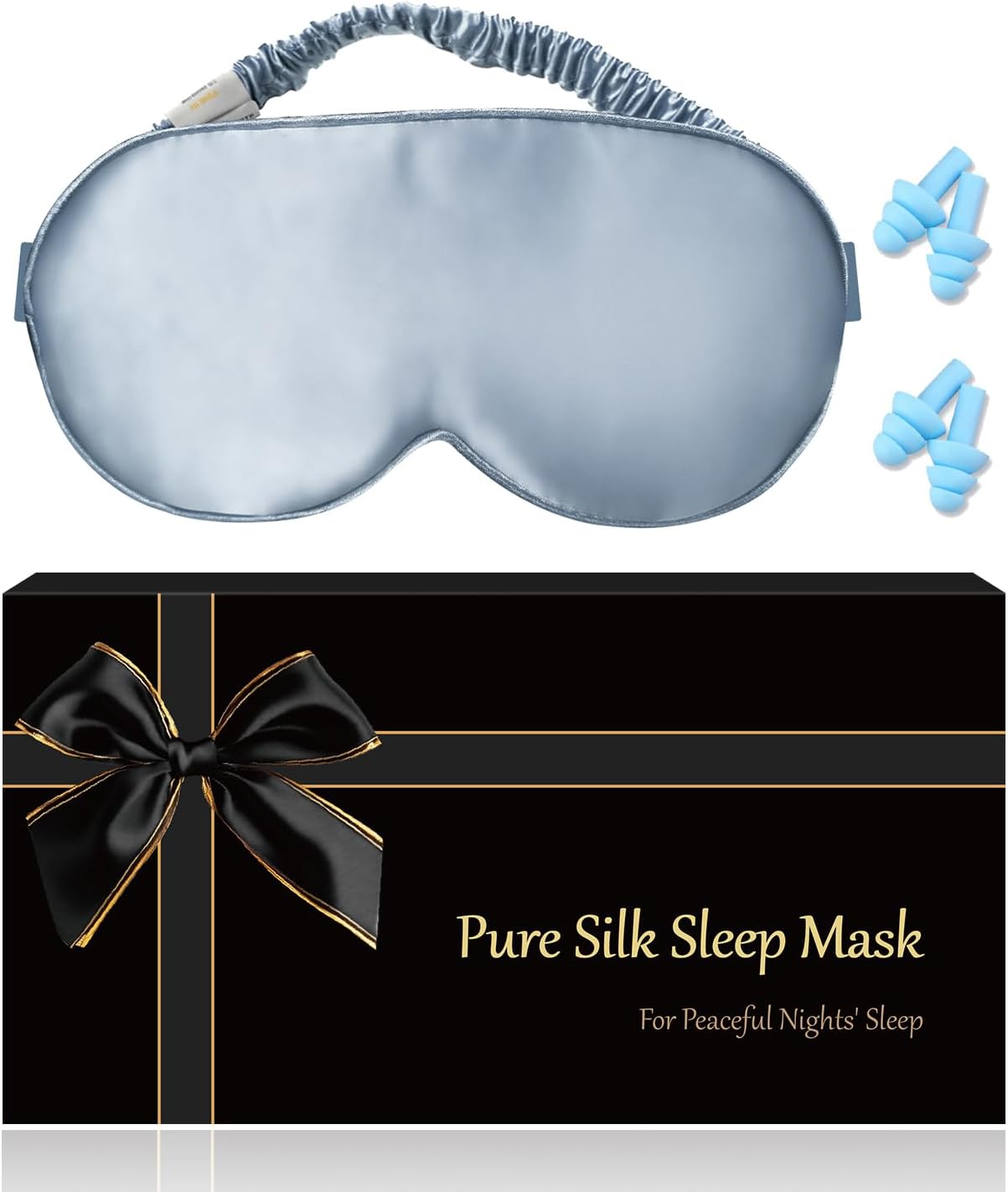 YUNCHI Schlafmaske aus 100 % Seide für Damen und Herren, Mädchen, verstellbare Augenmaske, Damen-Schlafbrille, 19 Momme, reine Maulbeerseide, atmungsaktiv, Reiseschlafbrille, Unisex-Set mit Ohrstöpseln – Bild 7