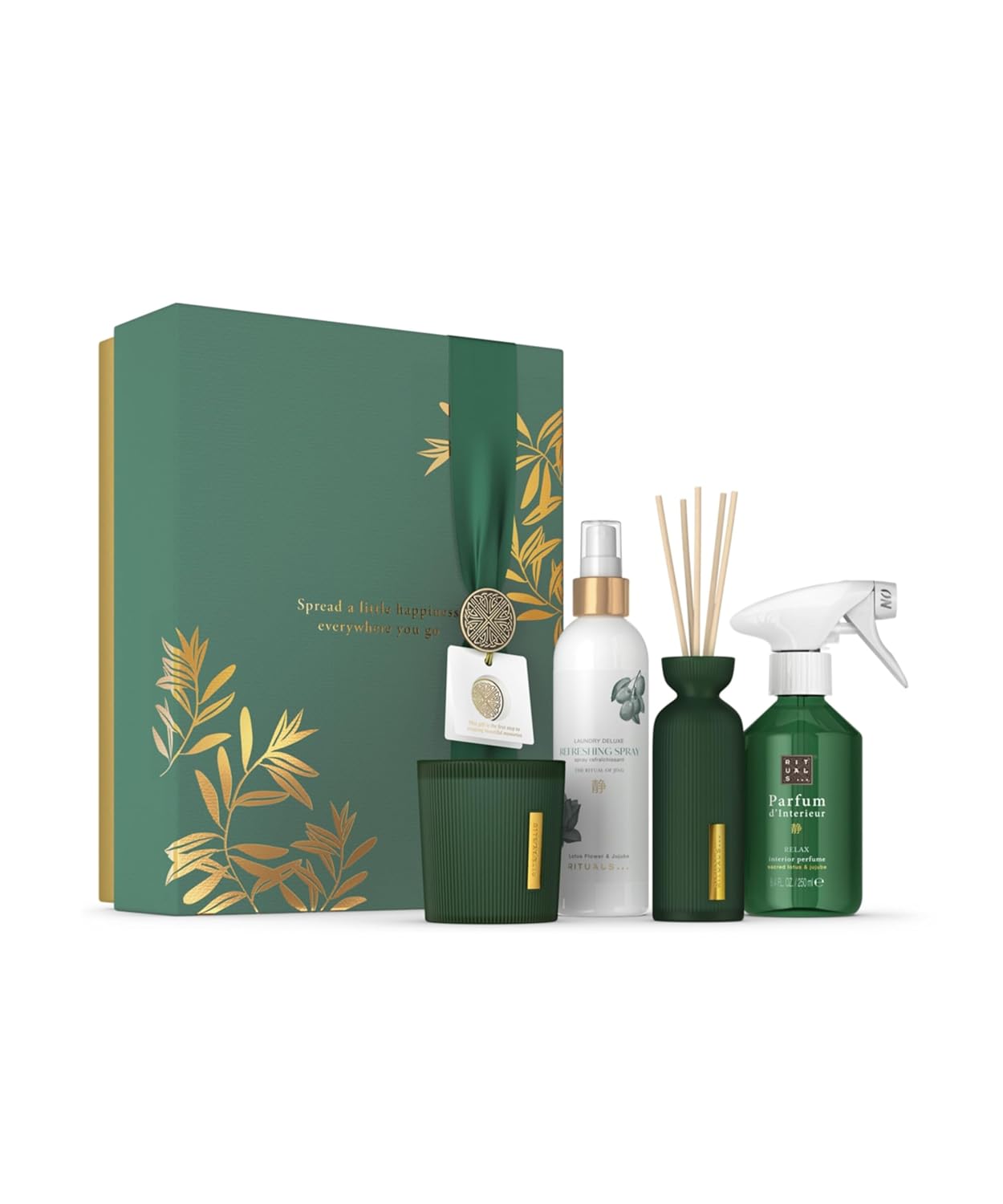 RITUALS The Ritual of Jing Großes Geschenkset – Home Essentials angereichert mit Lotusblüte und Jujube – Geschenkbox mit einem äußerst entspannenden Duft – mit Raumduft, Duftkerze und mehr