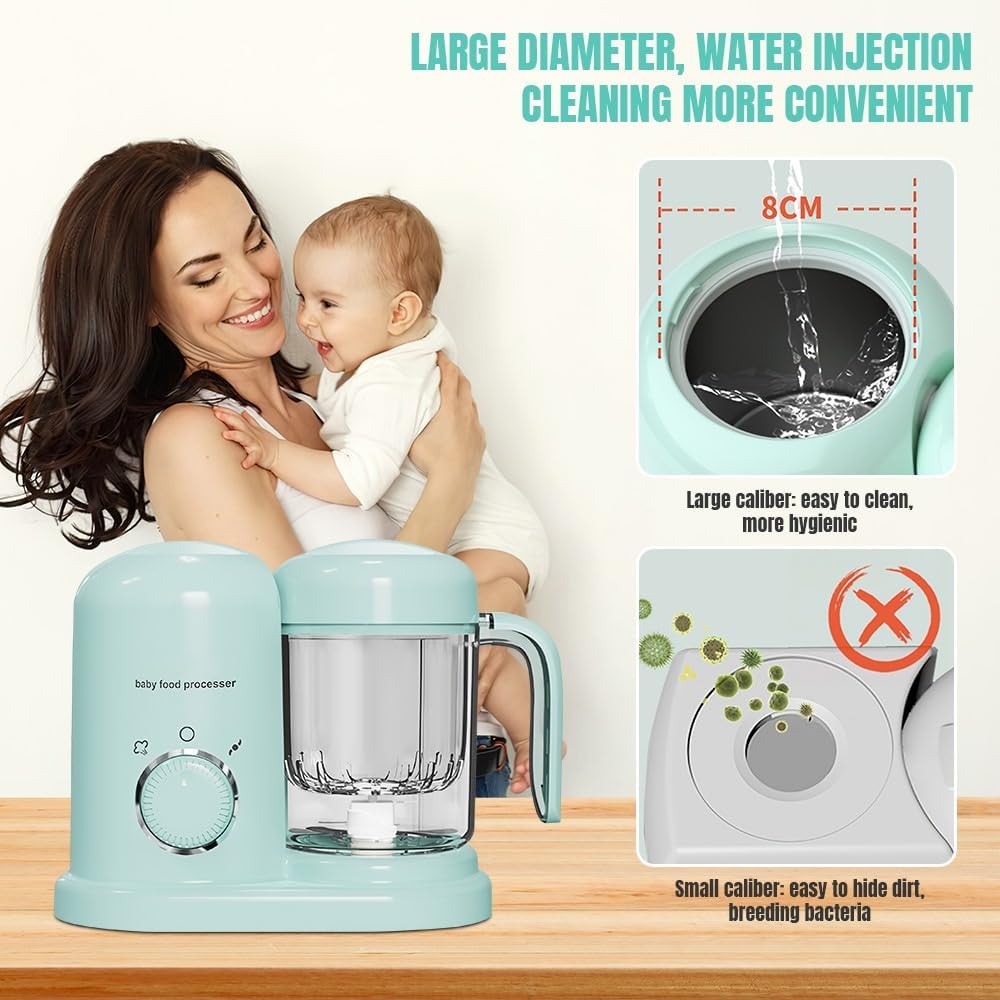 Multifunktions-Babykochmaschine, Dampfgaren und automatisches Mischen, leicht zu reinigender Mixer mit LED-Anzeige für Kinder ab 4 Monaten, All-in-One-Design und kompakt (grün) – Bild 7