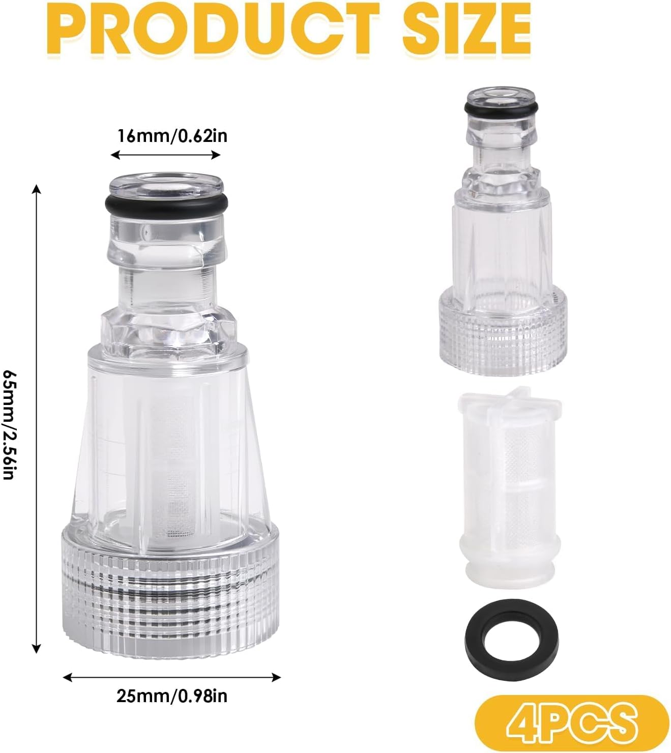 4 Stück Wasserfilter für Hochdruckreiniger, 3/4 Zoll Anschluss für Hochdruckreiniger mit Schnellkupplung, Gartenschlauch, Filterrohr für Gartenpumpe, Gartenbewässerung, Wohnmobil, Haushalt – Bild 4