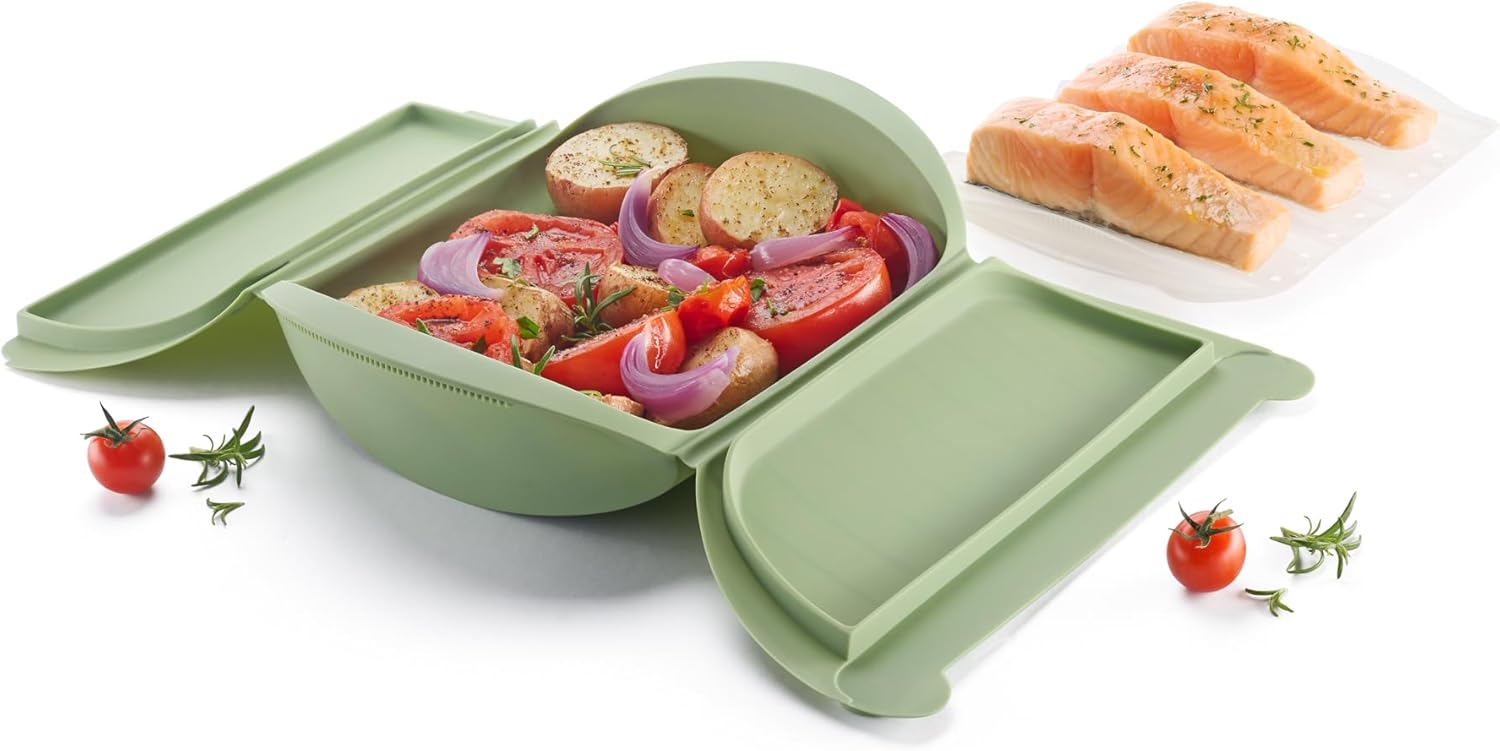 Lékué Silikon-Dampfgarer mit Ablage für 3,4 Portionen – Bild 5