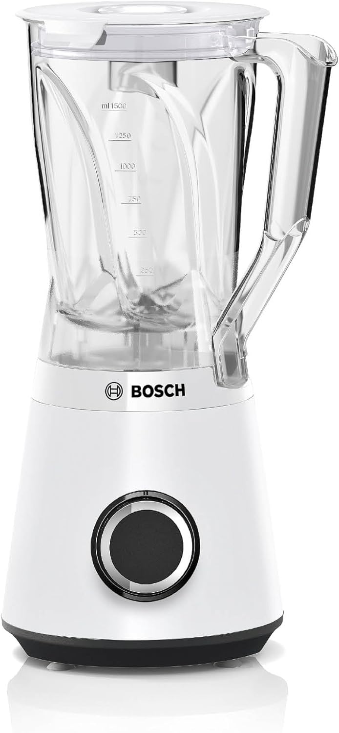 Bosch VitaPower Series 4 MMB6141W Smoothie Maker Mixer 1200 W, 1,5 l Kunststoff-Rührbehälter (Tritan), weiß, spülmaschinenfeste Teile, 30.000 U/min, hergestellt in Europa, VitaPower Series 4