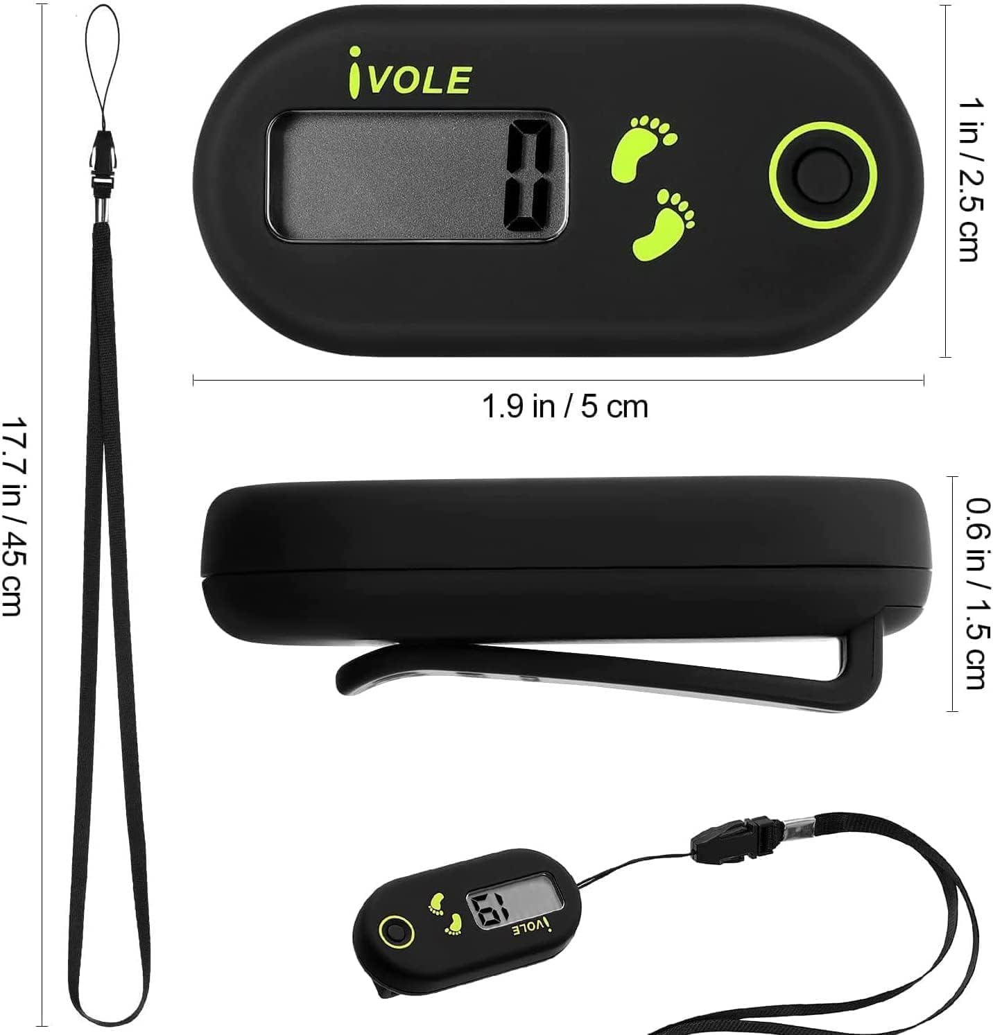 Sunshine Smile Schrittzähler zum Gehen,Einfache Schrittzähler,Mini-Pedometer- 3D-mit Clip-Lanyard,Pedometer Damen Herren Einfach – Bild 2