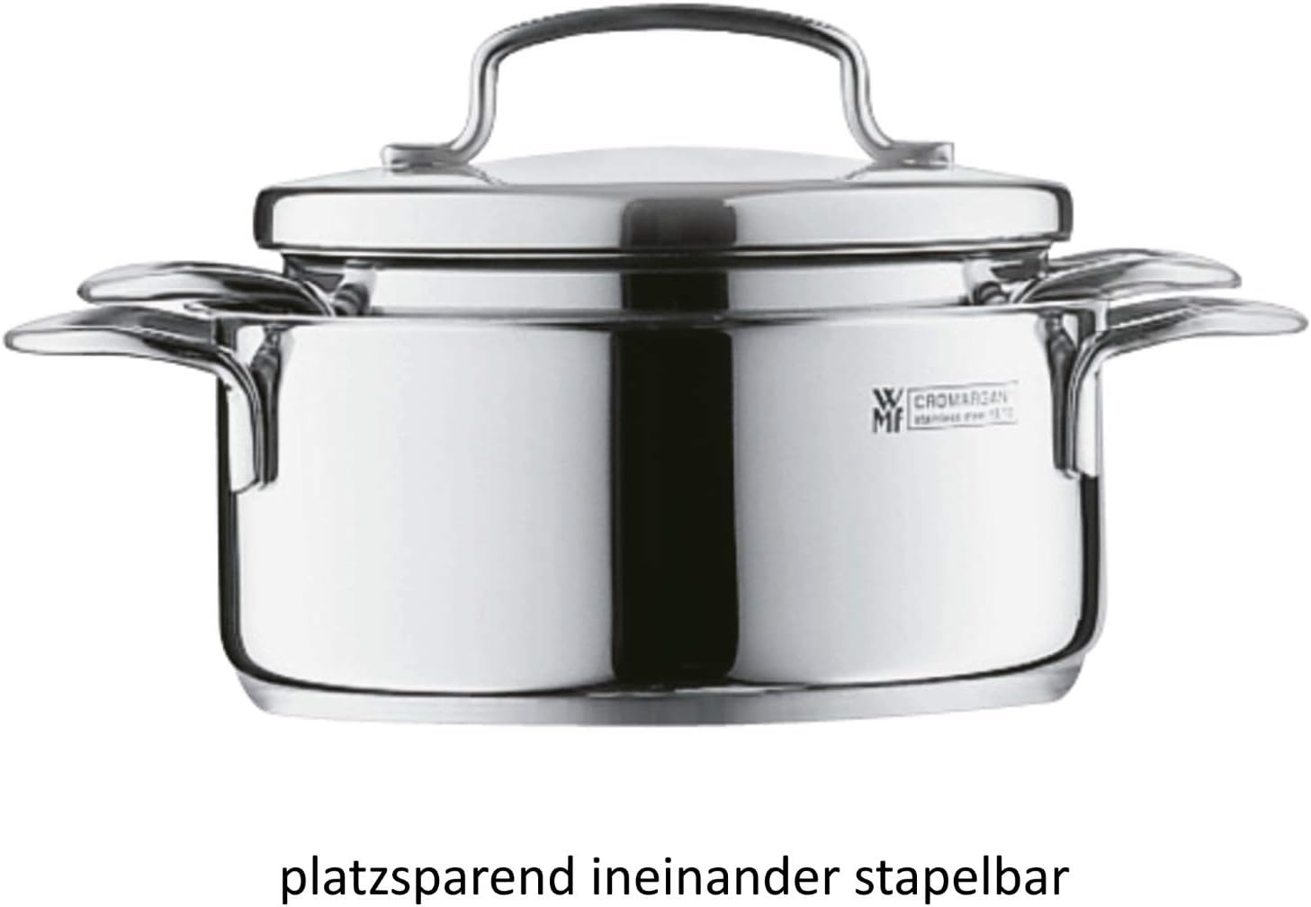 WMF Mini-Kochtopf klein 16 cm, Metalldeckel, Induktions-Grilltopf 1,5 l Volumen, Topf 16 cm, Cromargan-Edelstahl poliert, stapelbar, für kleine Portionen Single-Haushalte – Bild 7