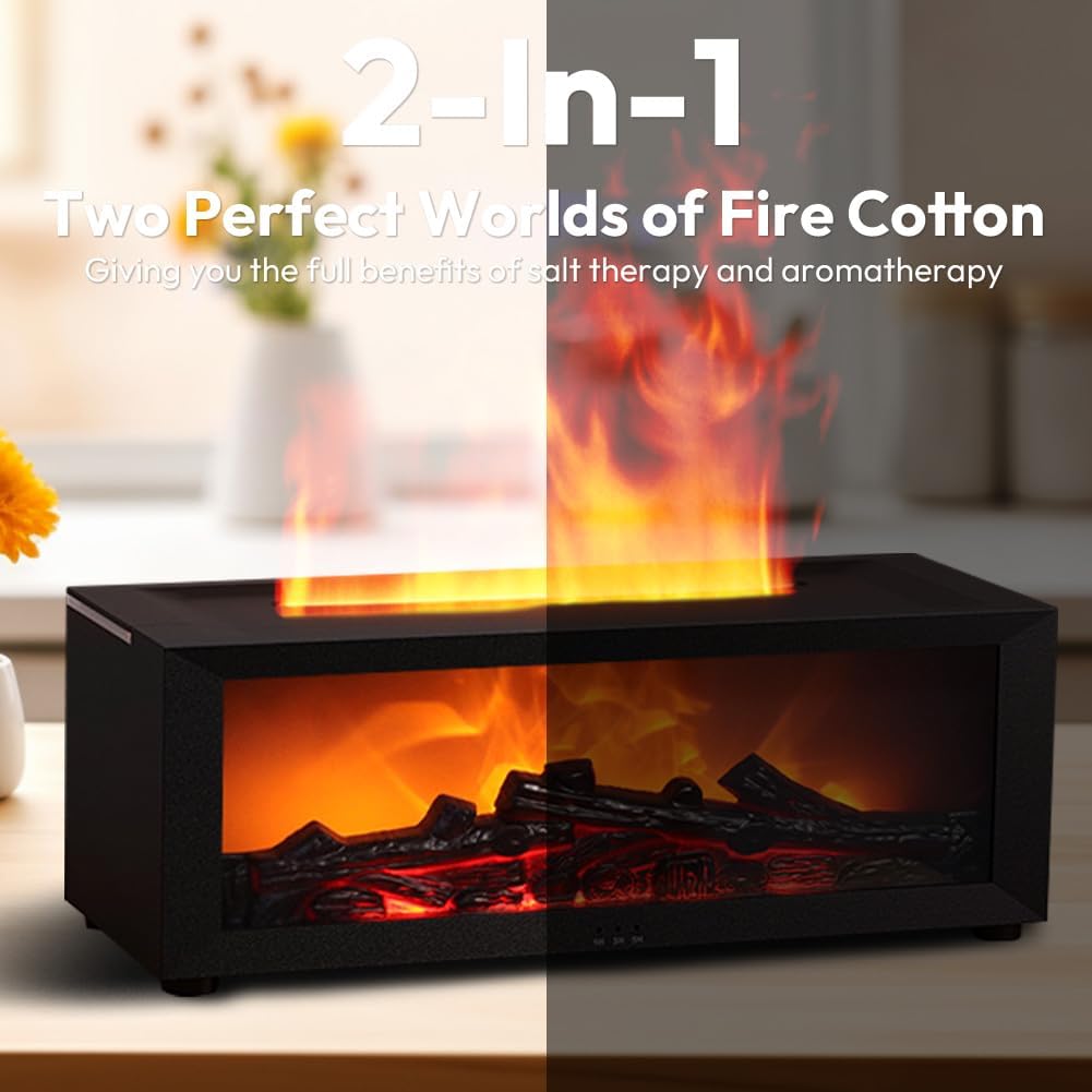 Flammen-Aroma-Diffusor, Diffusor für ätherische Öle mit 7-Farben-Licht, Luftbefeuchter, Flammenverteiler mit Fernbedienung, Duftöl-Diffusor mit Timer, wasserlose automatische Abschaltung für Zuhause, Büro, Yoga – Bild 6