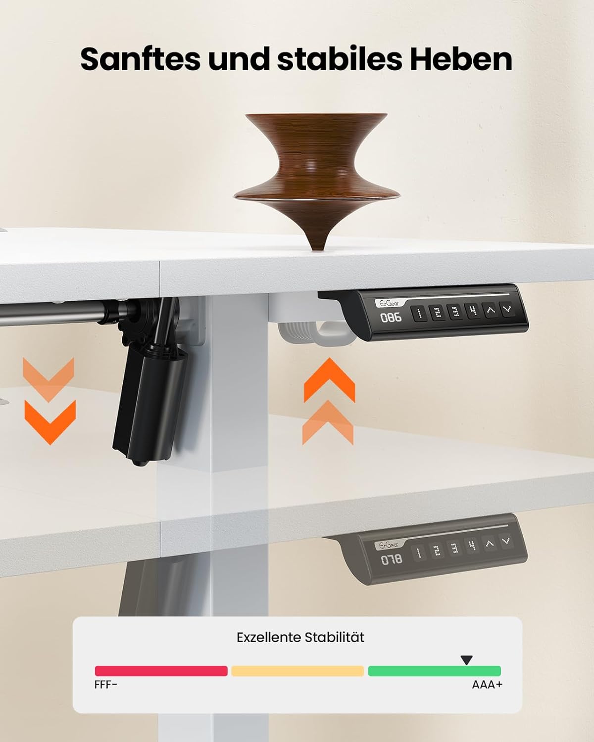 ErGear Elektrisch höhenverstellbarer Schreibtisch 140 x 70 cm, Schreibtisch höhenverstellbar mit 4 Memory-Funktionen, Gaming-Tisch mit 4-teiliger Tischplatte – Bild 7