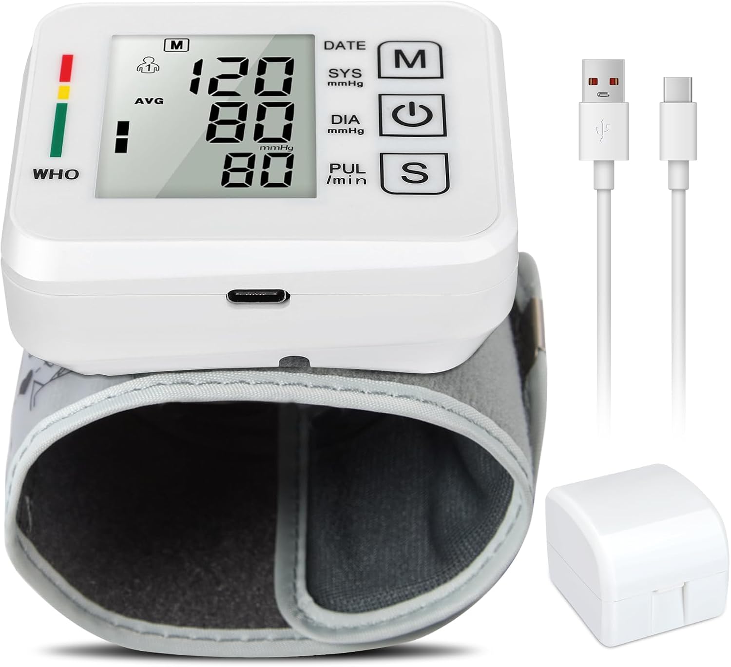 Automatisches Handgelenk-Blutdruckmessgerät mit LCD-Bildschirm und deutscher Sprachansage, Handgelenk-Blutdruckmessgerät, verstellbare Manschette (13,5–19,5 cm), digitales Blutdruckmessgerät für präzise Messwerte