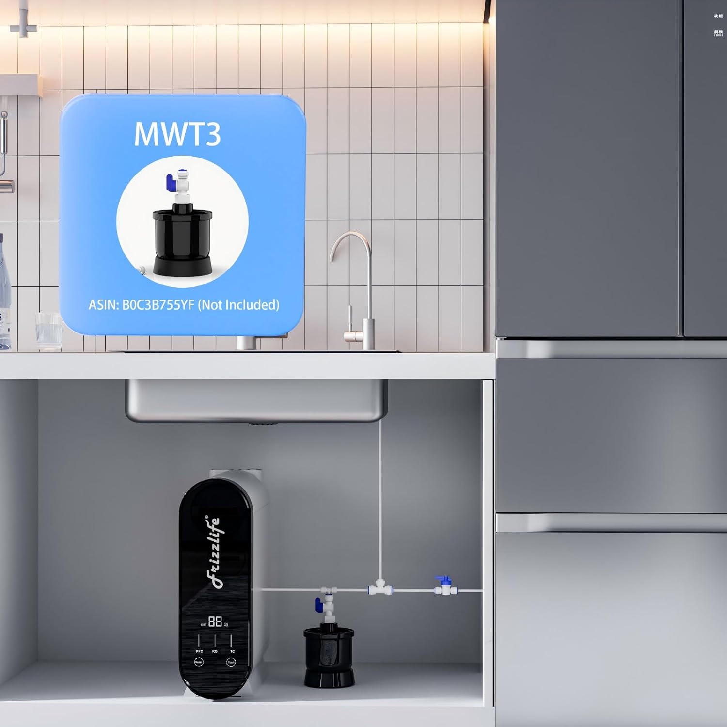 Frizzlife Umkehrosmose-System, 600 GPD, Entkalkungssystem RO-Untertisch-Wasserfilter, 2:1 rein zum Abfluss, reduziert TDS, ohne Tank, BPA-frei, PX600 – Bild 9