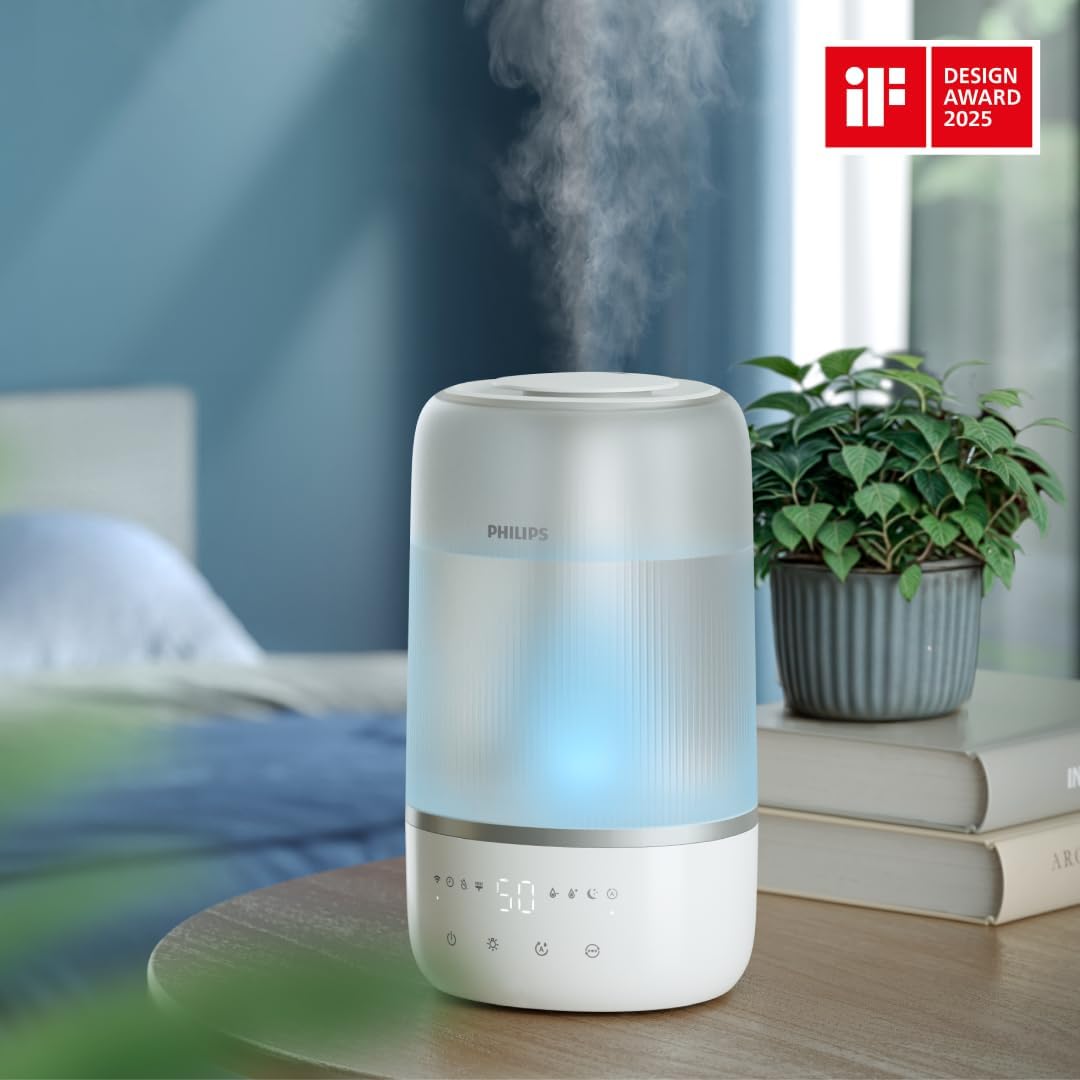 Philips Smart Luftbefeuchter – kompakt und dennoch leistungsstark mit himmelhohem Nebel, Aromatherapie, leise mit Schlaffunktion und Nachtlicht, für (Schlaf-)Räume bis zu 38 m² (HU1509/00) – Bild 2