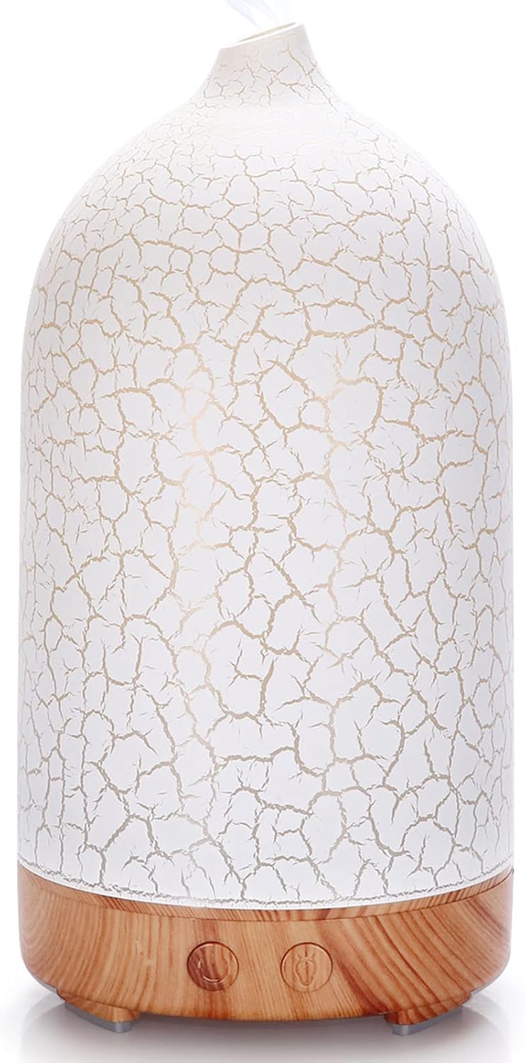 Hianjoo Aroma-Diffusor, 200 ml, Luftbefeuchter, leiser Ultraschall-Aromatherapie-Diffusor mit 7 Farben LED für Büro, Yoga, Spa, Schlafzimmer – helles Holz