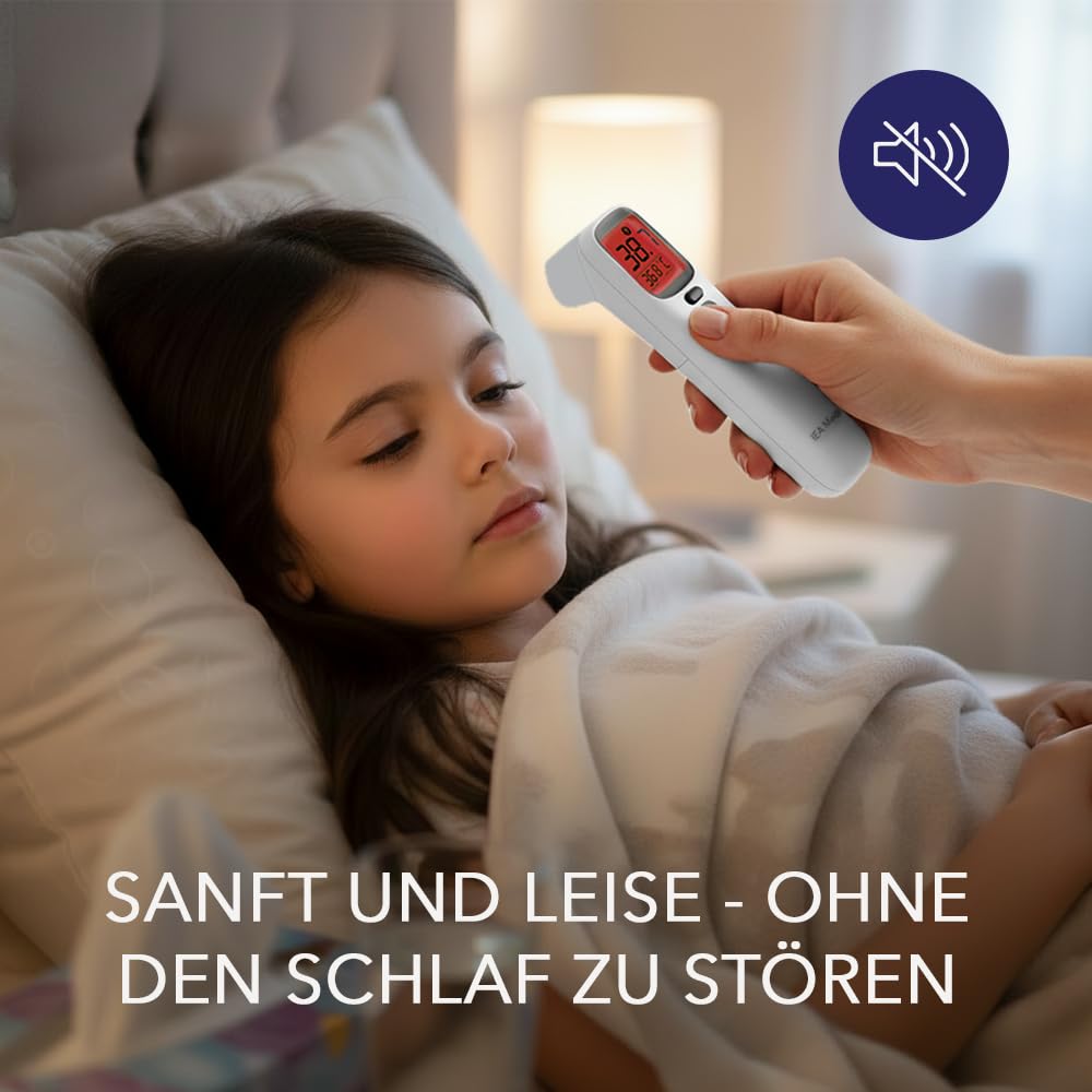 IEA Medical Digitales Infrarot-Fieberthermometer für Babys, Kinder & Erwachsene, Thermometer zur Fiebermessung mit Fieberalarm, Stirnthermometer berührungslos, Fiebermessgerät – Bild 5