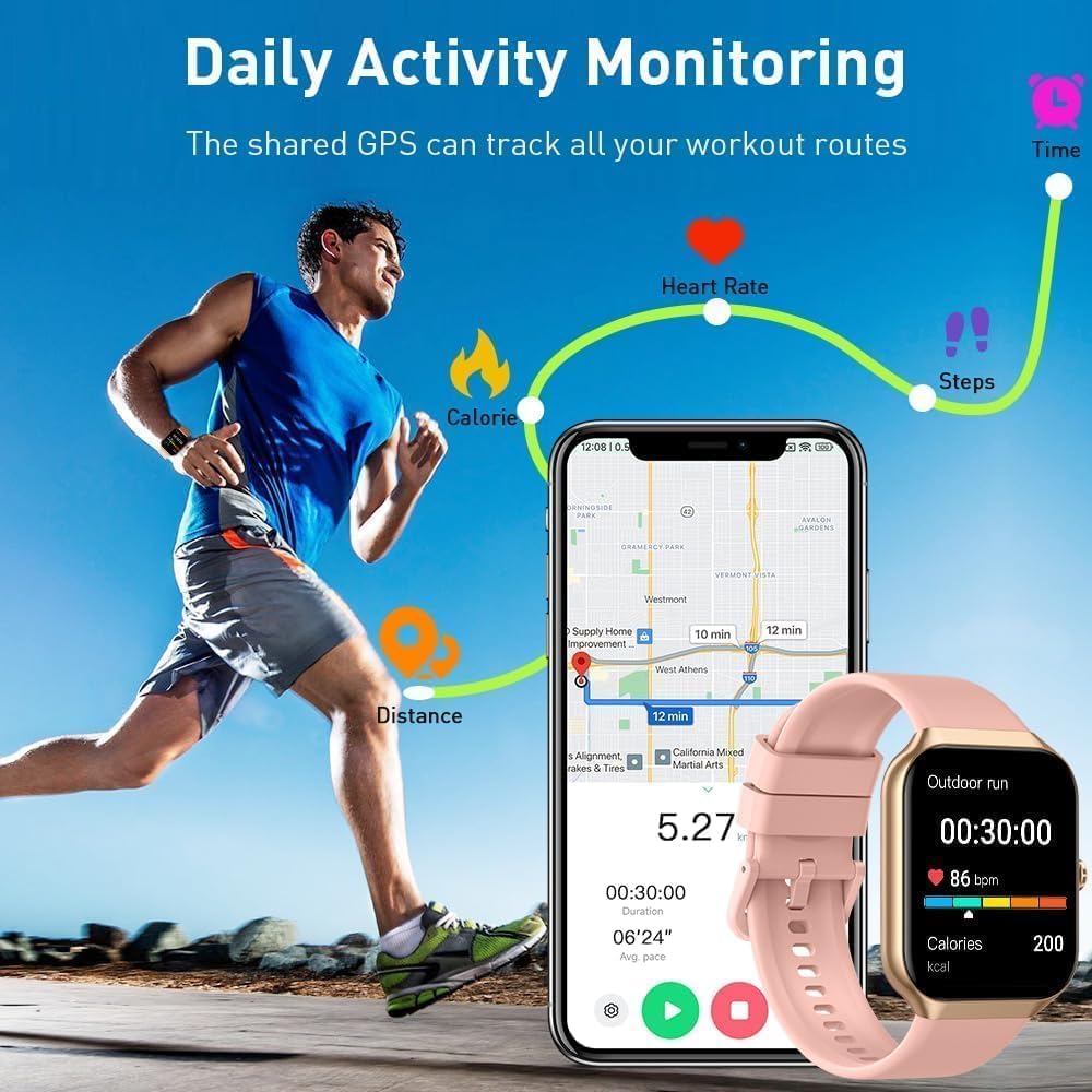 Smartwatch Damen Herren 1,96 Zoll HD 2026 Fitnessuhr Smartwatch mit Telefonfunktion, 115+ Sportmodi Schrittzähleruhr, Herzfrequenz-SpO2-Schlafmonitor, IP68 wasserdichte Sportuhr für Android iOS – Bild 6