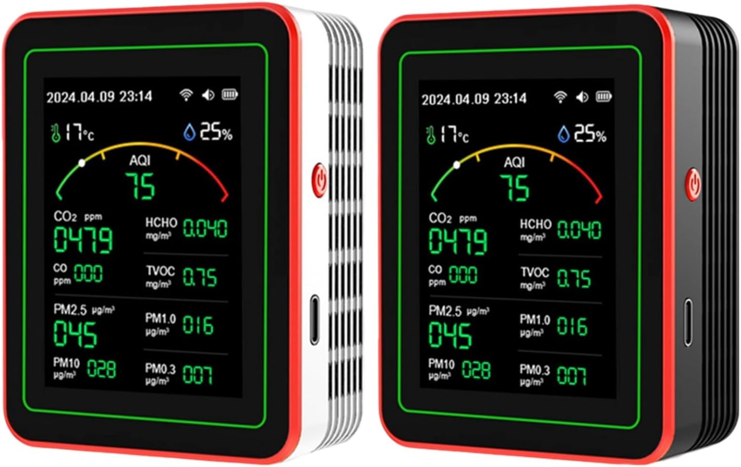 Luftqualitätsmonitor, 15-in-1-Tester, Echtzeit-AQI-Detektor, HCHO-Messgerät, PM2,5-Sensor, für Zuhause und Büro (weiß) – Bild 4