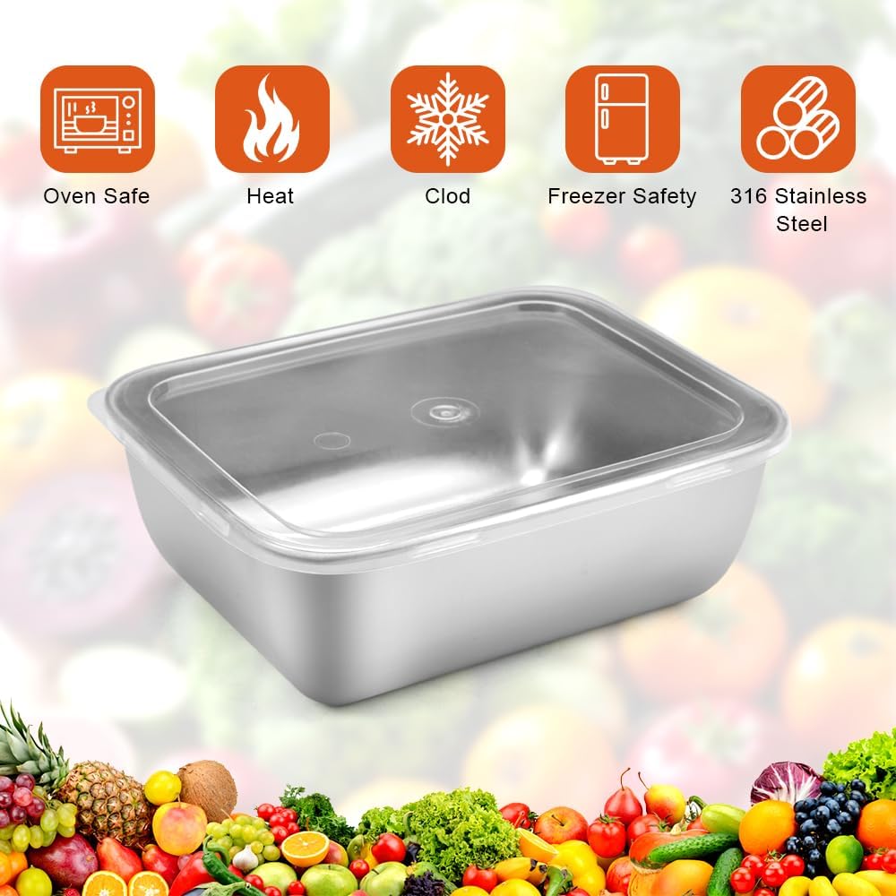 6 Stück Frischhaltedosen aus Edelstahl mit Deckel, 500 ml, stapelbare Meal-Prep-Boxen, Edelstahlbehälter mit Deckel, wiederverwendbare Gefrierbehälter, Vorratsdosen, spülmaschinenfest und gesund, 13,5 x 10,5 x 5 cm – Bild 3