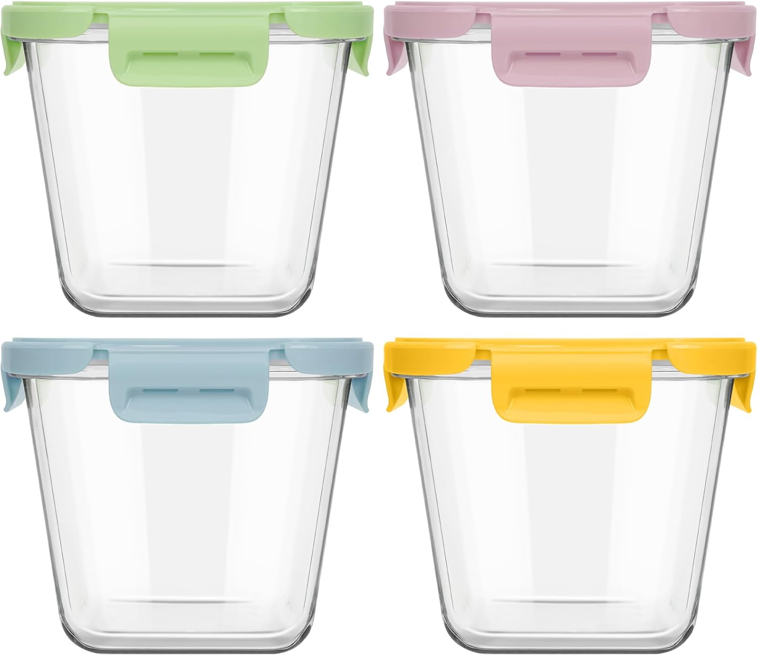 850 ml Meal-Prep-Gläser, Glasbehälter mit Deckel, luftdicht und stapelbar, Set mit 4 Vorratsgläsern, Salatschüssel, Suppe, Lebensmittelbehälter für Büro, Picknick, spülmaschinenfest und mikrowellengeeignet – Bild 8