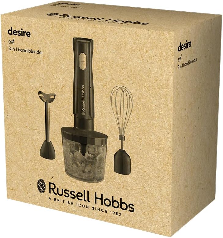 Russell Hobbs Desire Red 27142-56 Stabmixer (3-in-1: Mixer, Schneebesen & Zerkleinerer/Püreestab) (600 ml Rührbecher, spülmaschinenfestes Zubehör, Edelstahlmesser, für Smoothies, Suppen, Saucen & Dips) – Bild 9