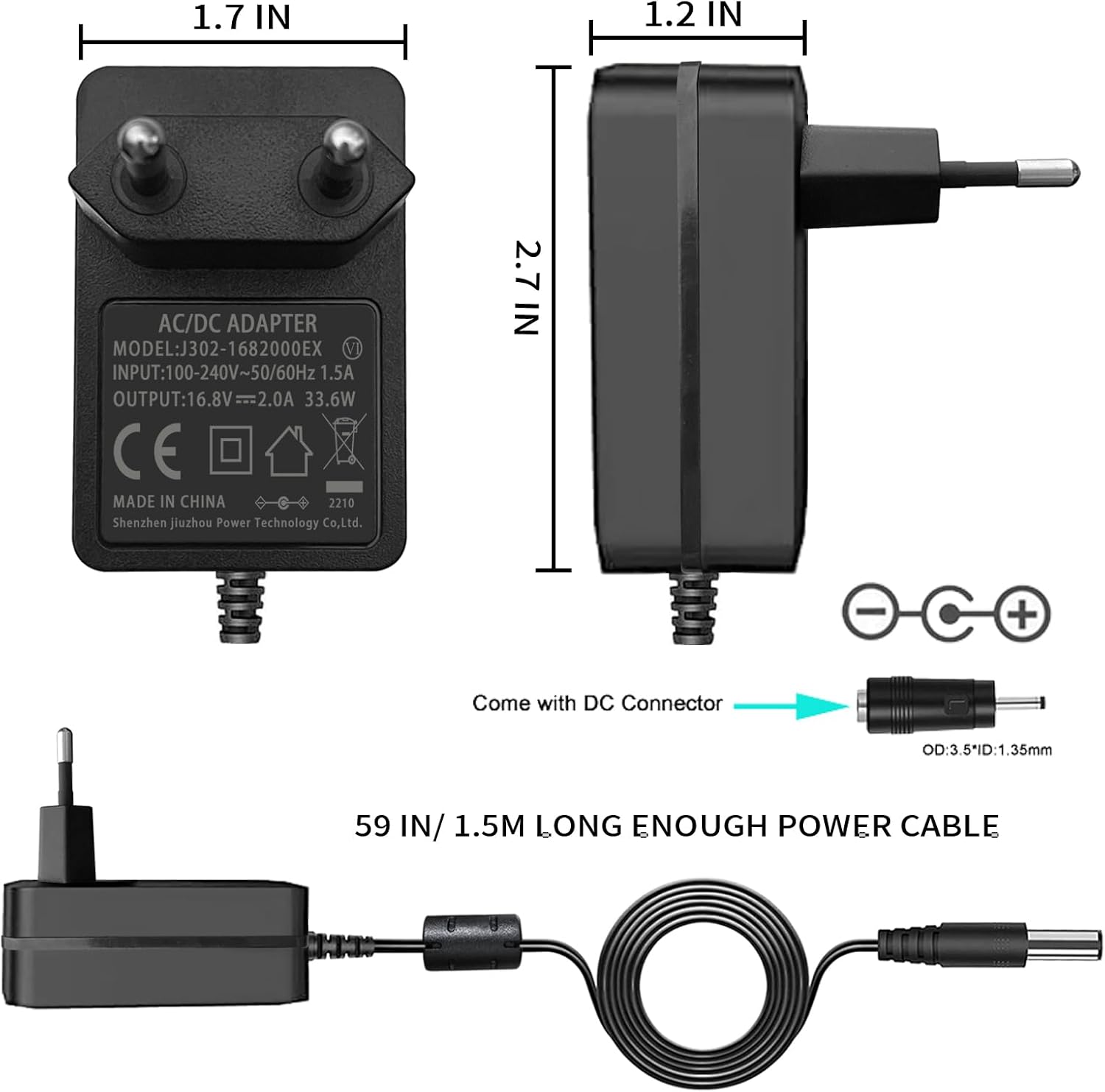 16,8 V 2 A Massagegerät-Ladegerät – Ersatz-Netzteil für LifePro Sonic/Fusion X-Massagegeräte mit CE-Zertifizierung, 14,4 V 14,8 V 4-adriges Lithium-Batterie-Ladekabel – Bild 7