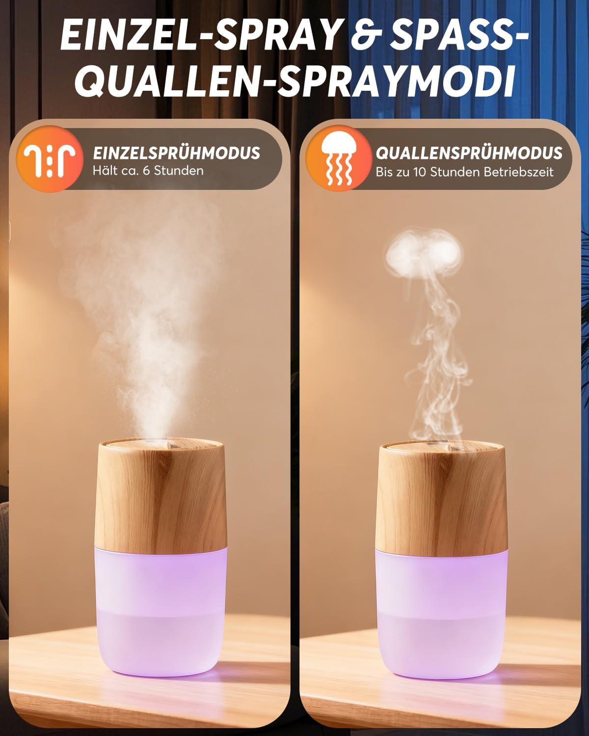 300 ml Aromadiffusor mit Quallenspray, Aromatherapie-Diffusor für ätherische Öle, automatische Abschaltfunktion, 7-Farben-LED-Licht, leiser Luftbefeuchter für Zuhause, Büro – Bild 3