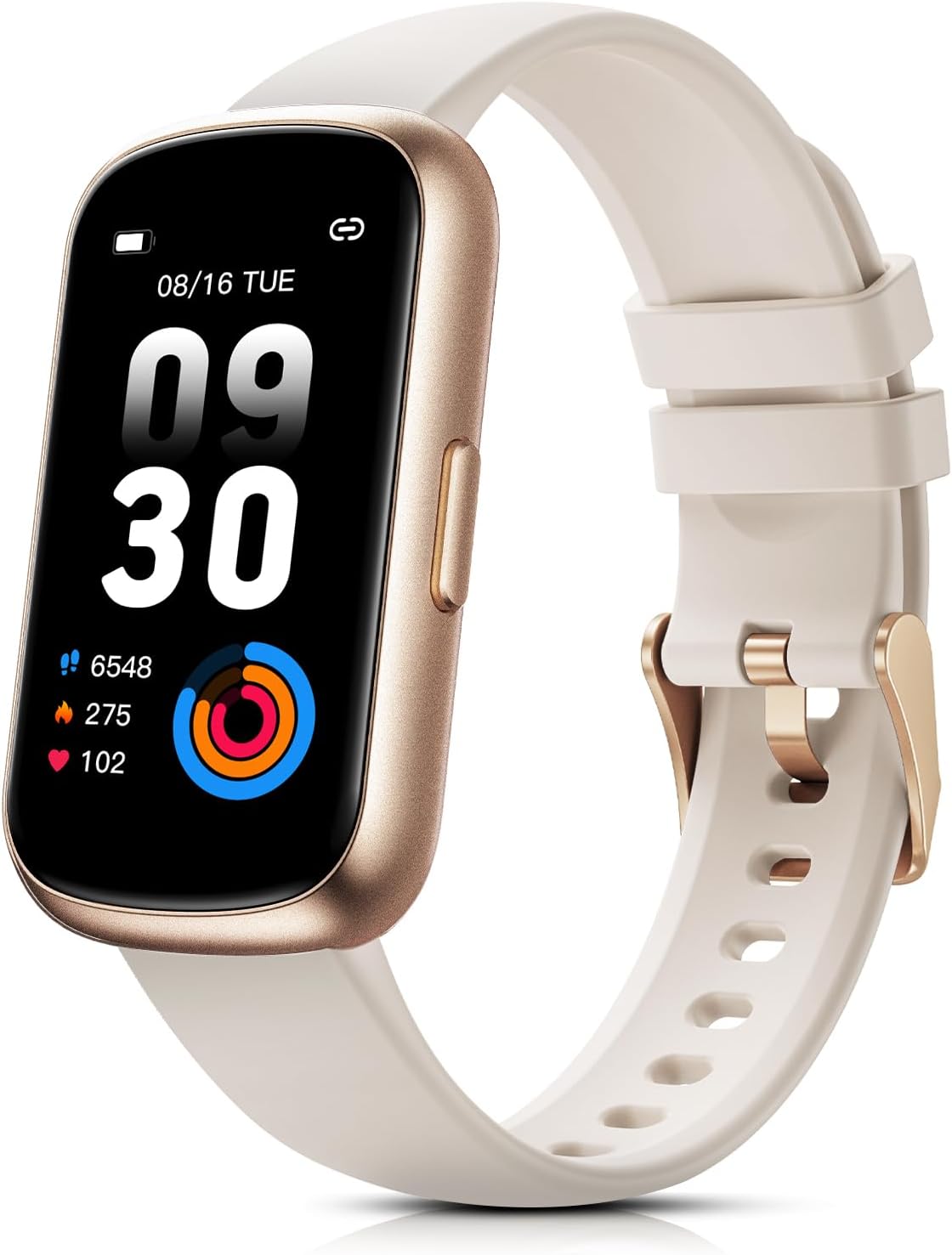 Smartwatch Damen 1,47 Zoll Fitnessuhr klein mit Herzfrequenzmesser, SpO2/Schlafmonitor, 24 Sportmodi, Fitnesstracker, Schrittzähler, wasserdicht 3ATM, Nachricht WhatsApp für Android/iOS (Polarstern Roségold)