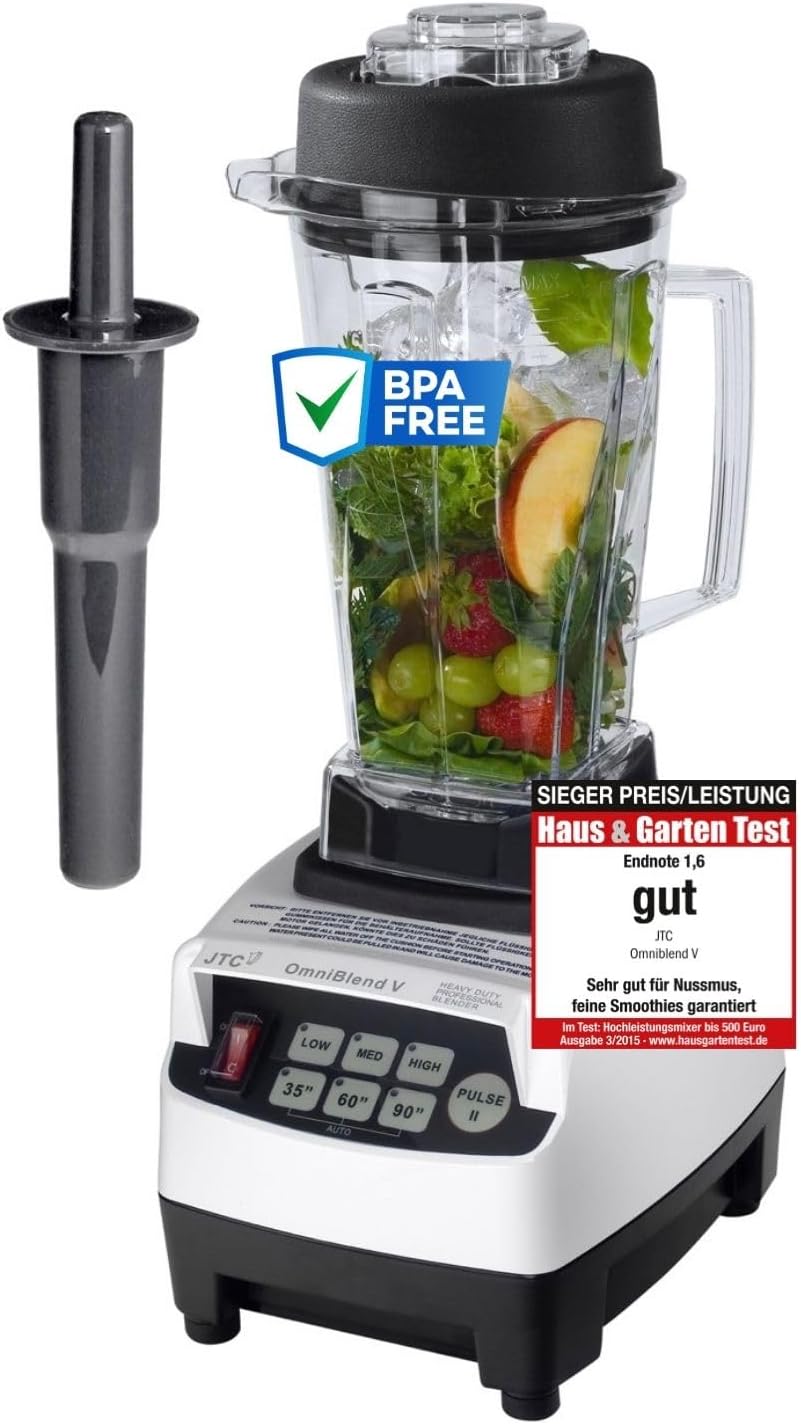 OmniBlend Smoothie Maker 2L in Weiß I Smoothie Mixer inklusive BPA-freiem Behälter & 6-Klingen-System aus Edelstahl I Mixer Smoothie Maker ideal für grüne Smoothies I Standmixer mit 3 PS Motor