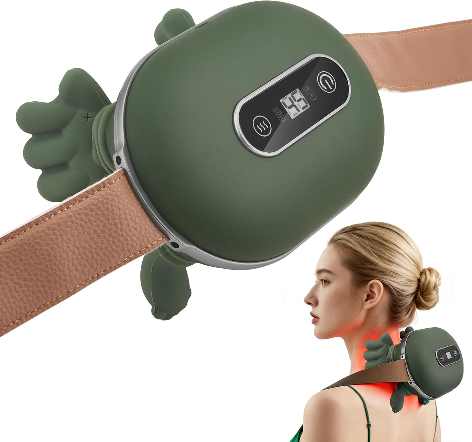 4D Nackenmassagegerät, Massagegerät Nacken mit 3 Massageeinstellungen & Wärme, Touchscreen-Tasten, Tragbares Nacken- und Schulter-Shiatsu-Massagegerät für Zuhause, Büro & Reise