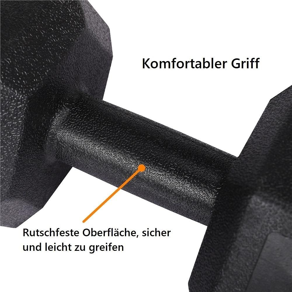 Yaheetech 2er-Set Kurzhanteln 5/7,5/10 kg, Hanteln aus Gummi, Gusseisen, Sechskant-Hanteln, Gewichte, Training für Aerobic, Gymnastik und Fitness – Bild 6