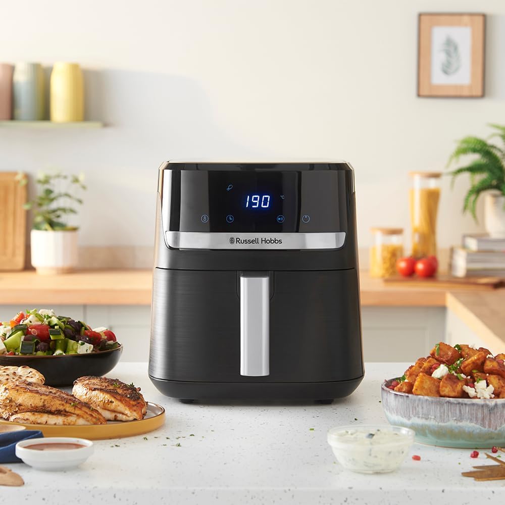 Russell Hobbs SatisFry 27621-56 Heißluftfritteuse XL 5,5 L Rapid AirFryer (kompaktes Gehäuse, sehr leise) (9 Programme, spülmaschinenfest, Fritteuse ohne Öl, Touchscreen, Grillen, Backen) – Bild 5