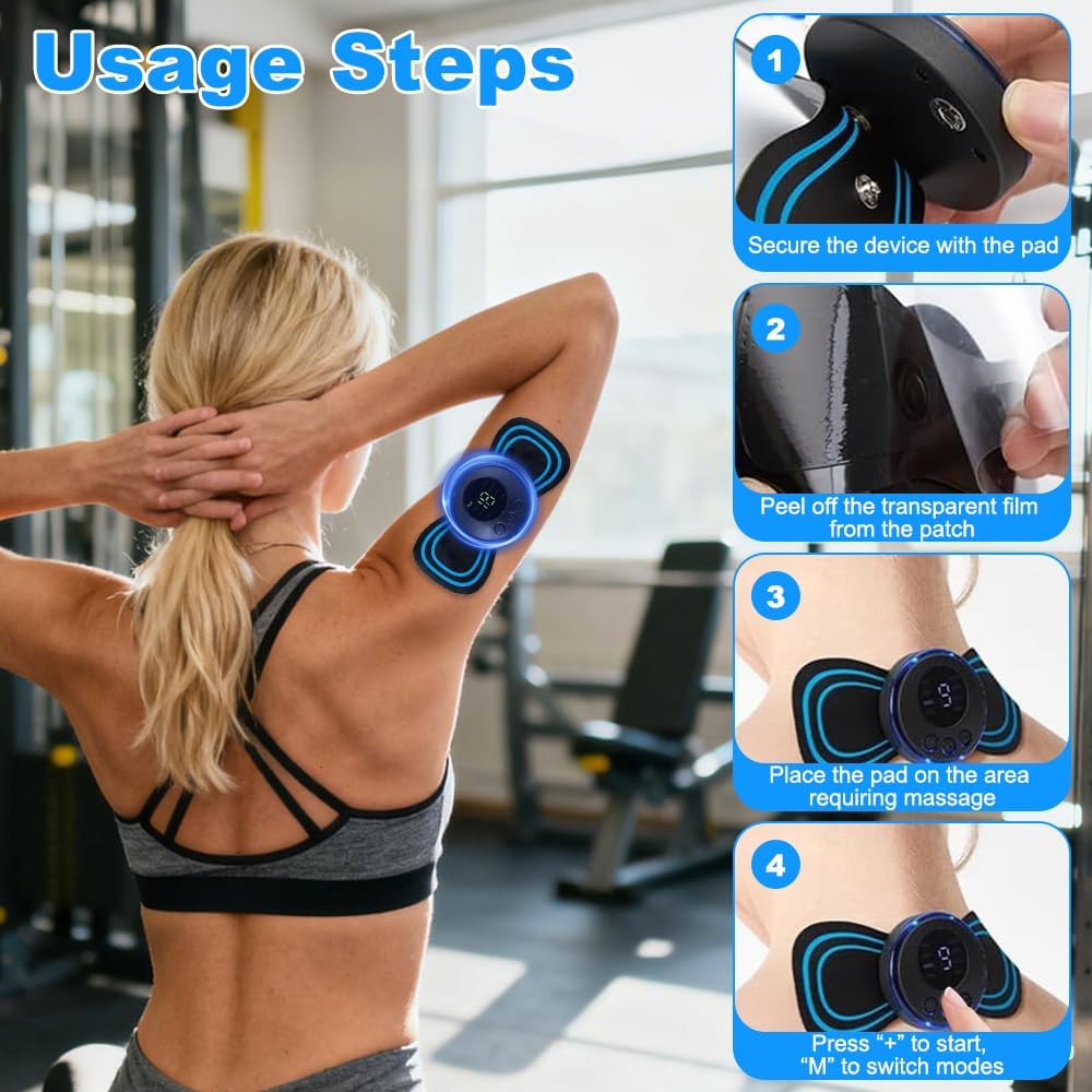 Elektrisches Nackenmassagegerät, EMS-Nackenmassagegerät, tragbares Nackenmassagegerät kabellos mit 8 Modi, 19 Intensitäten, Fernbedienung, Nackenmassagegerät für Schulter, Rücken, Bauch, lindert Schmerzen – Bild 5
