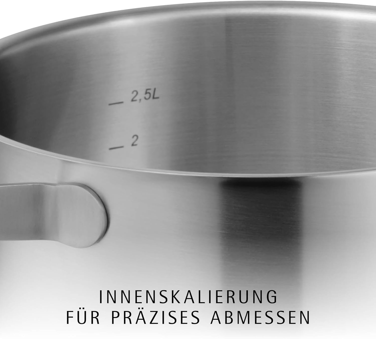 WMF Comfort Line 5-teiliges Induktions-Topfset mit Glasdeckel, Cromargan-Edelstahl matt, Skala, Induktions-Topfset, stapelbar, unbeschichtet – Bild 2