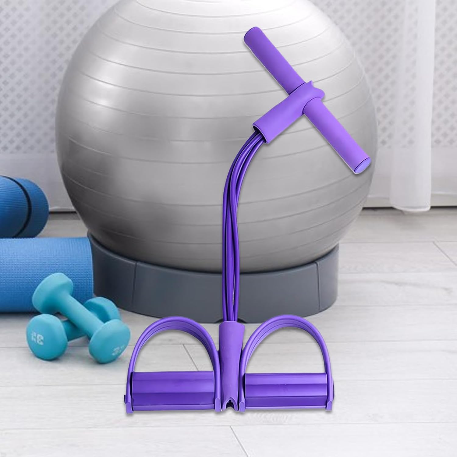 Fitnessbänder – 4-Röhren-Pedal-Knöchelzug-Stretchbänder – Workout-Flexibilitätstraining, Yoga-Zubehör für Frauen und Anfänger für unterwegs, zu Hause und im Wohnheim – Bild 3