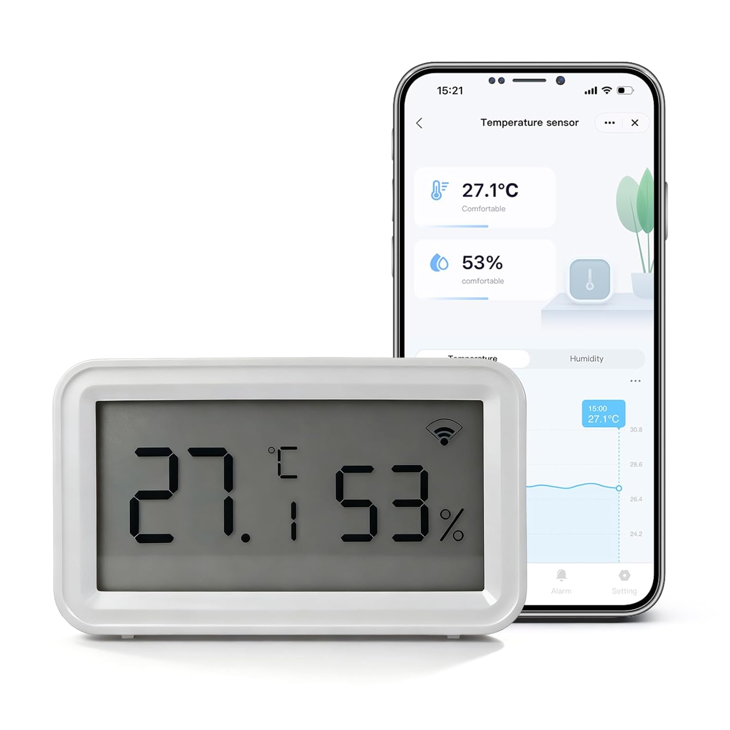 Tuya Innenthermometer-Hygrometer, WiFi-Temperatursensor mit Smart App, LCD-Bildschirm, digitales Thermo-Hygrometer für Raumtemperatur, Keller, Babyzimmer