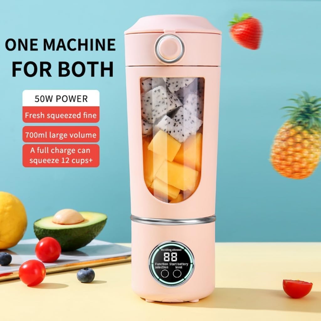 Tragbarer Mixer, 450 ml, Smoothie-Maker mit 12 Klingen aus Edelstahl, wiederaufladbarer USB-Mini-Mixer, Mixer für unterwegs mit Mixer-Bürste und Strohhalm-Bürste, elektrischer Entsafter für unterwegs für Milchshake-Saft-Smoothie – Bild 2