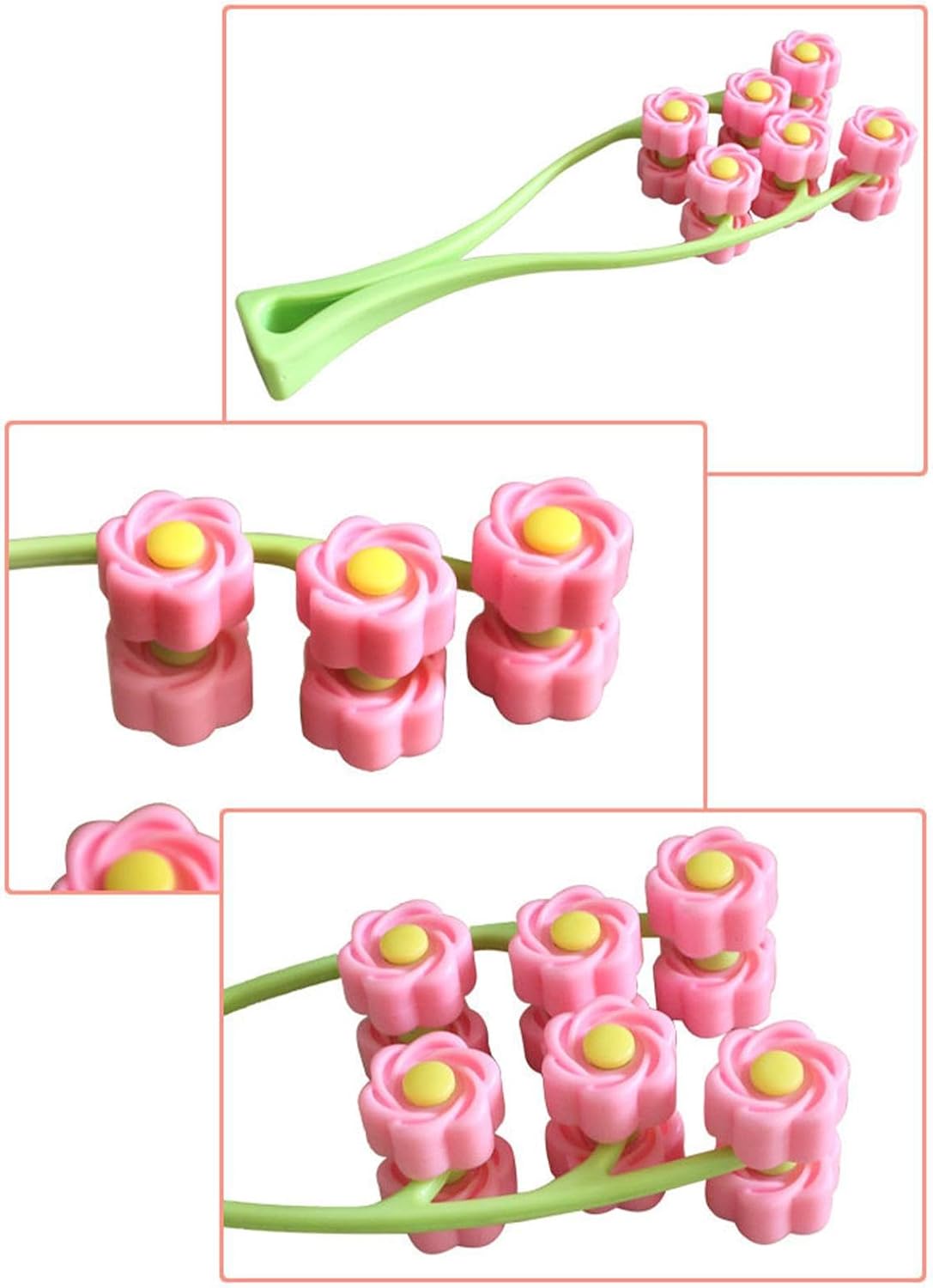 Gesichtsmassageroller | Y-förmiges Handmassagegerät | Tragbares manuelles Entspannungsgerät, elastischer 3D-Blumenroller für die Hautpflege – Bild 7