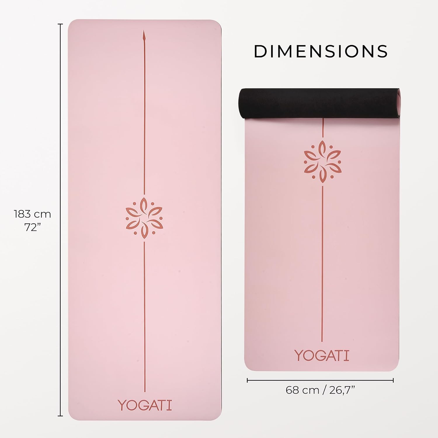 YOGATI® Yogamatte rutschfest Naturkautschuk mit Tasche - Yoga Matte groß mit Markierung, Sportmatte breit, Ideal für Fitness, Pilates und Gym Workout, Fitnessmatte Rutschfest für Damen – Bild 6