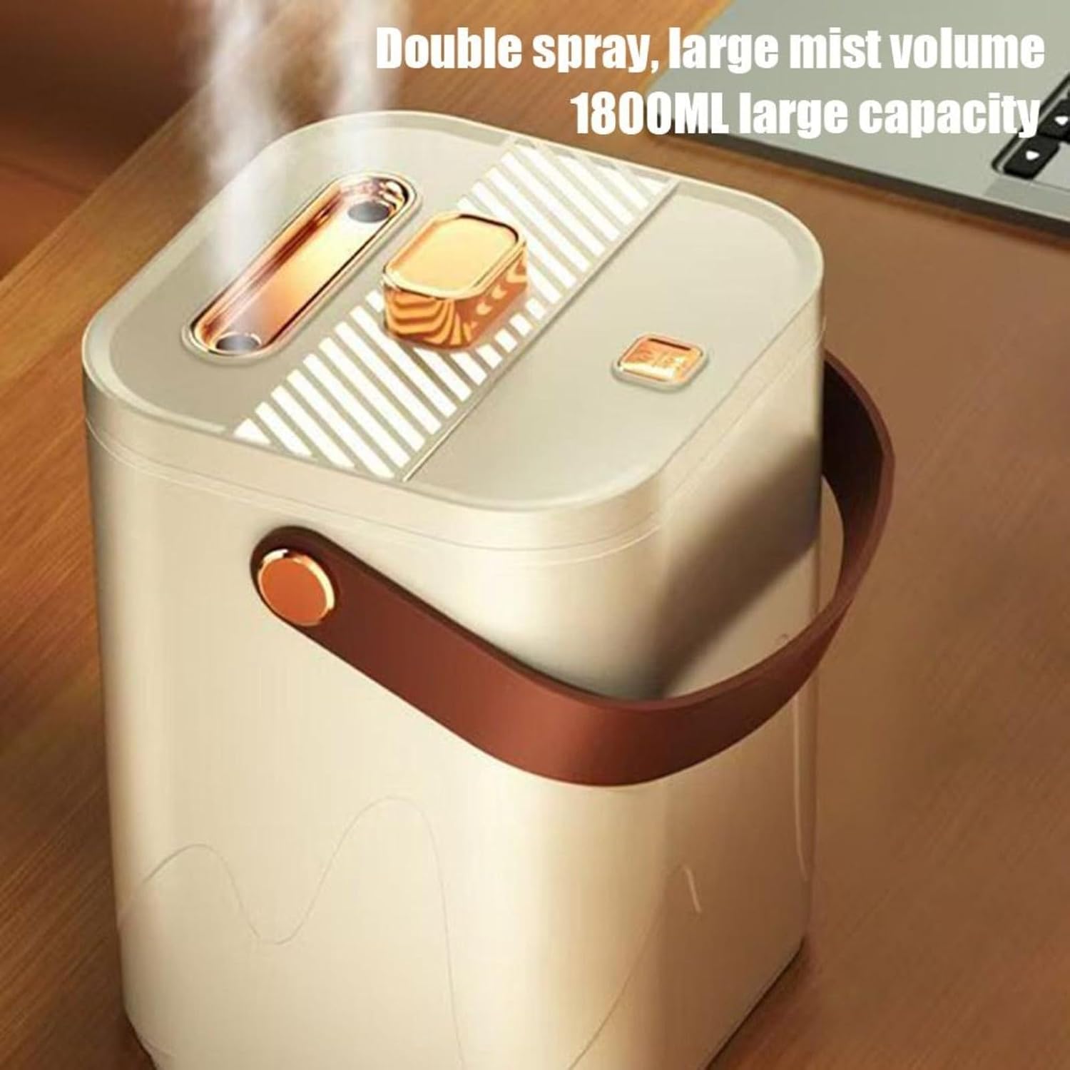 Tragbarer Luftbefeuchter, 1800 ml, großes Fassungsvermögen, Doppelspray, wiederaufladbar, leiser Betrieb, einstellbare Einstellungen, automatische Abschaltung, für Schlafzimmer, Heimbüro – Bild 8