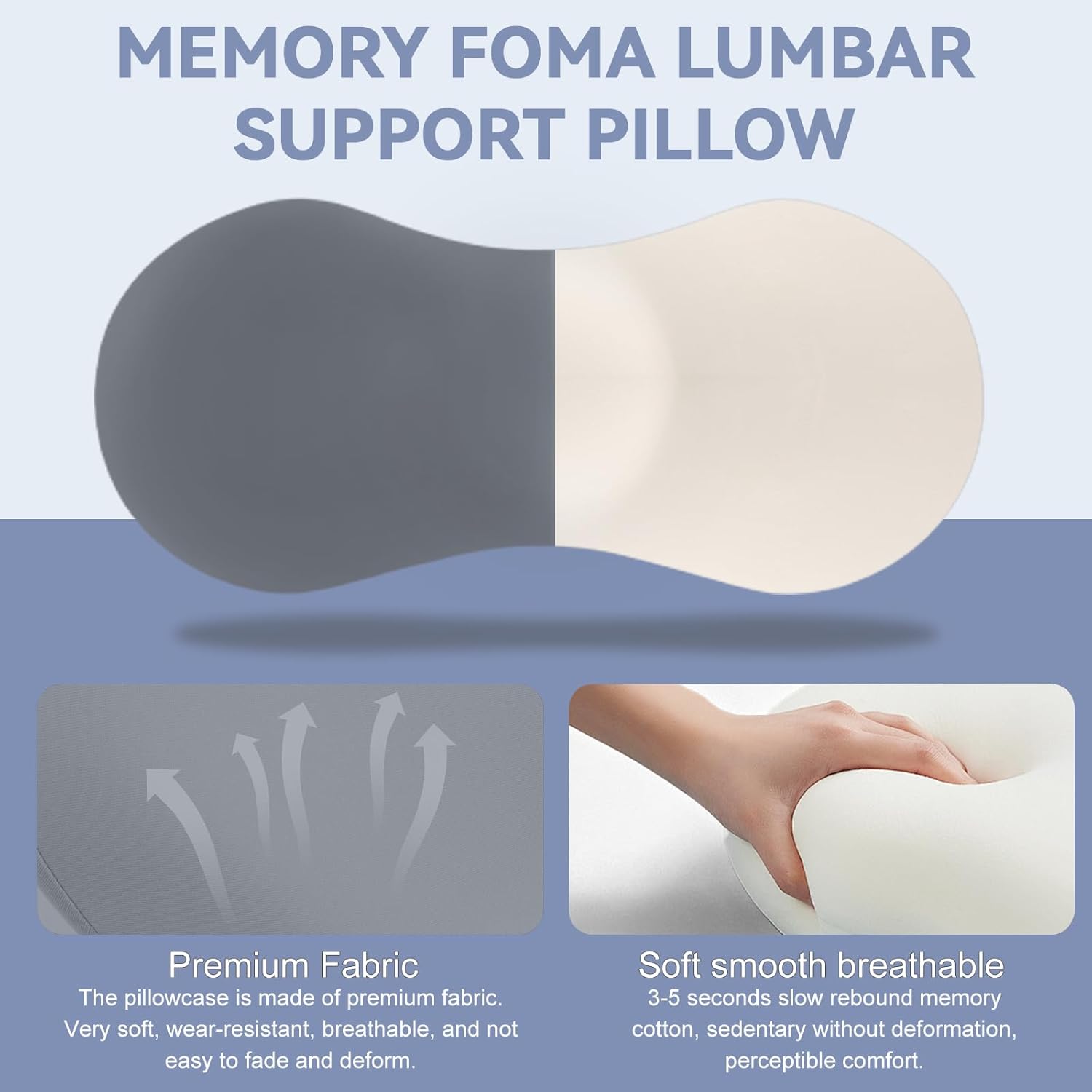 Lendenkissen, Memory Foam Lendenkissen Auto, Ergonomisches Rückenkissen, Orthopädisches Kissen für Bett, Stuhl, Auto und Bürostuhl, Druckentlastung (Dunkelgrau) – Bild 3