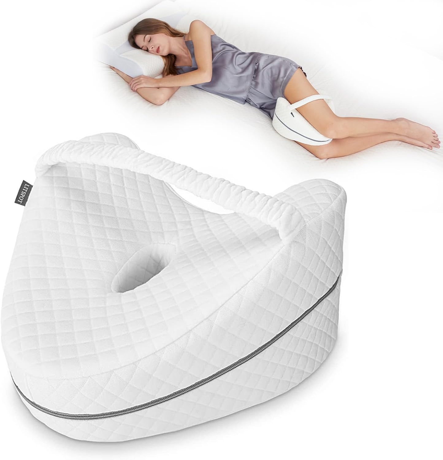 Kniekissen, ergonomisches Seitenschläferkissen, Memory-Schaum-Kniekissen, orthopädisches Kniekissen zur Unterstützung von Beinen, Knien, Hüften, Rücken und Schwangerschaft, abnehmbar und waschbar