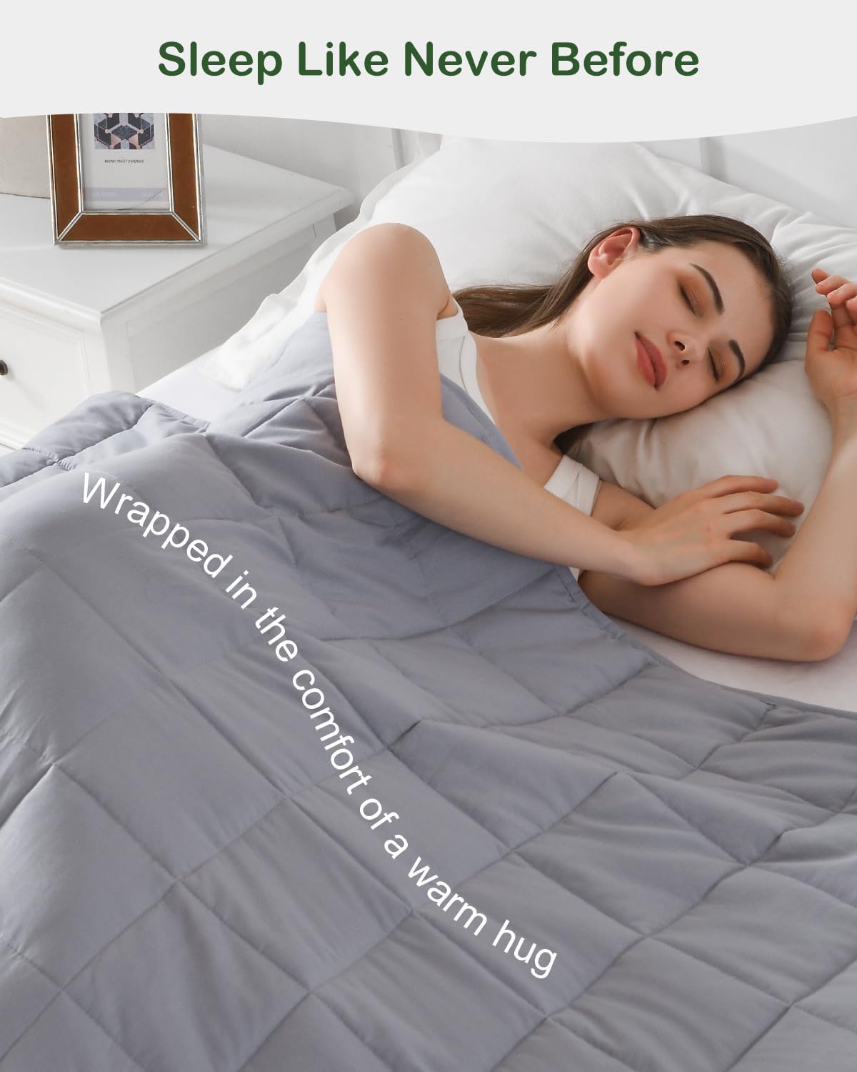 Sivio Gewichtsdecke für Erwachsene 6 kg, atmungsaktive Gewichtsdecke, weiches Material mit Glasperlen für alle Jahreszeiten, Schlafsofa, 135 x 200 cm, Grau – Bild 2