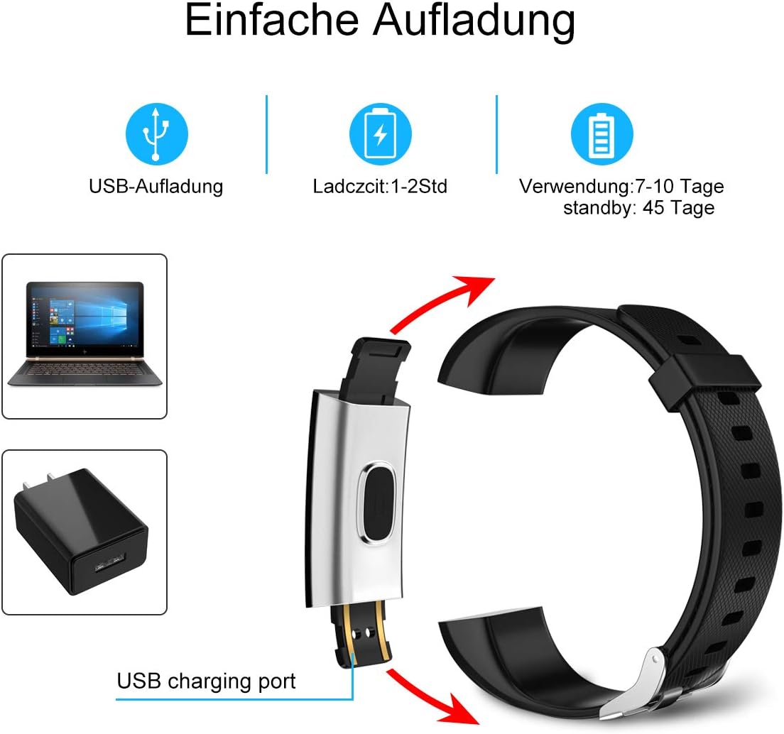 LEBEXY Fitness Armband Schrittzähler, Fitness Tracker Kalorien, IP68 Wasserdicht, Smartwatch, Fitnessuhr, Sportuhr, Aktivitätstracker – Bild 6