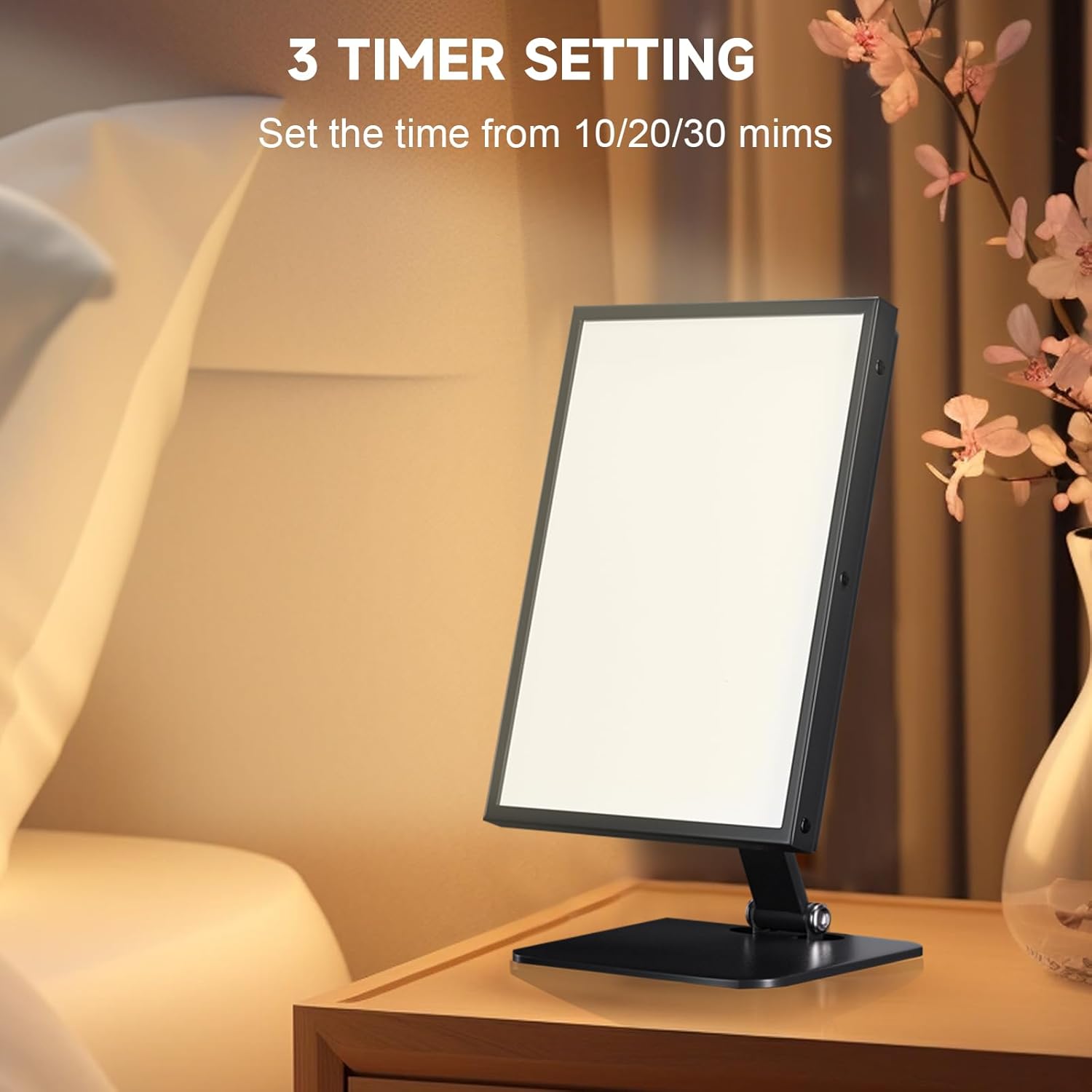 Tageslichtlampe Schreibtisch, Tageslichtlampe 10000 Lux mit 3 Farbtemperaturen, 6 Helligkeitsstufen, 10/20/30 Minuten Fernbedienung & Touch-Steuerung Tageslichtlampe (Schwarz) – Bild 6