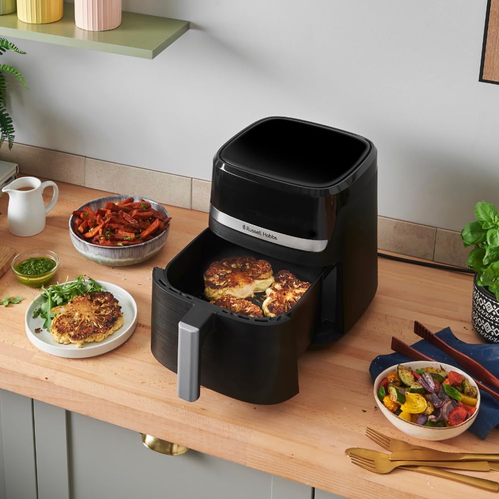 Russell Hobbs SatisFry 27621-56 Heißluftfritteuse XL 5,5 L Rapid AirFryer (kompaktes Gehäuse, sehr leise) (9 Programme, spülmaschinenfest, Fritteuse ohne Öl, Touchscreen, Grillen, Backen) – Bild 6