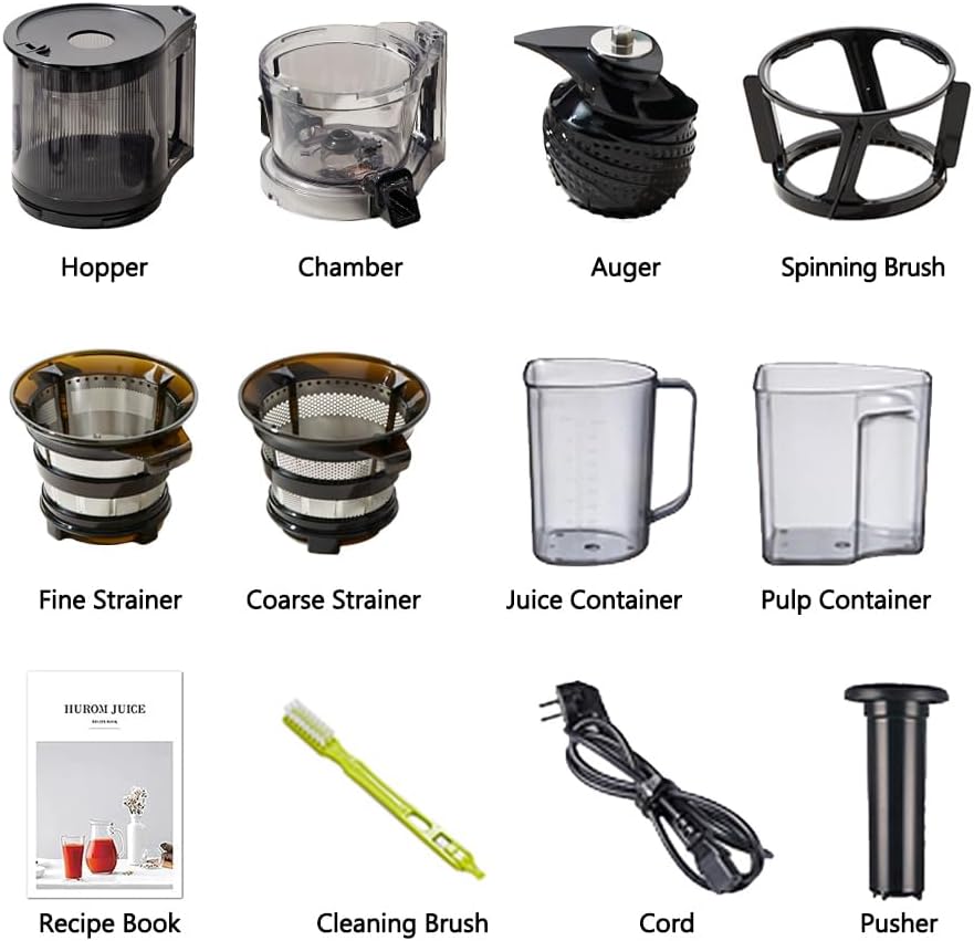 Hurom Slow Juicer | Entsafter für Gemüse und Obst | H320N | Elektrische Kaltpresse | Leiser Motor | Leicht zu reinigen mit großem Behälter und Siebfilter 2 L | 200 Watt | BPA-frei | Dunkelgrün – Bild 14