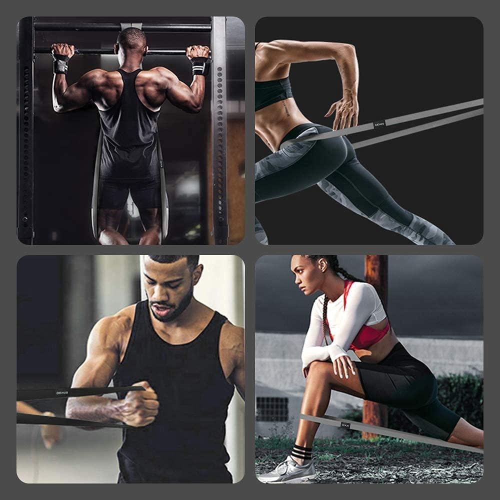 Widerstandsbänder Set, Sport elastisches Klimmzugband, Gymnastikband, Gummibänder, Fitnessbänder für Krafttraining, Bodybuilding, Yoga, Heimfitness, grau/schwarz – Bild 6