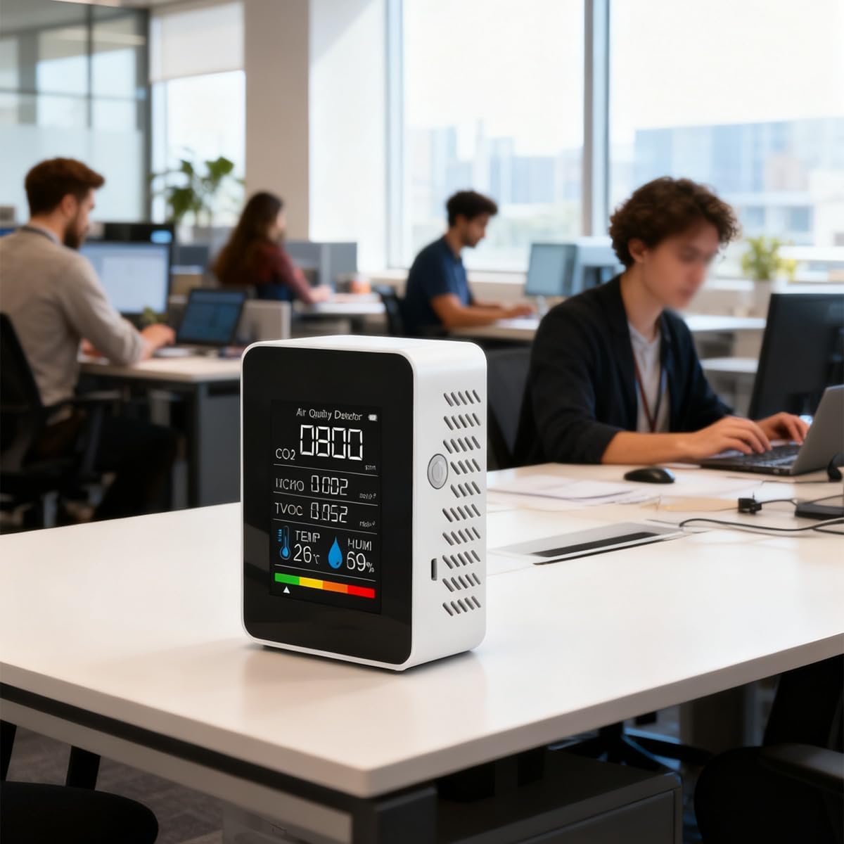 5-in-1-Raumluftqualitätsmonitor Formaldehyd CO2 TVOC Temperatur-Feuchtigkeitsdetektor für Zuhause, Küche, Büro, Auto – Bild 7