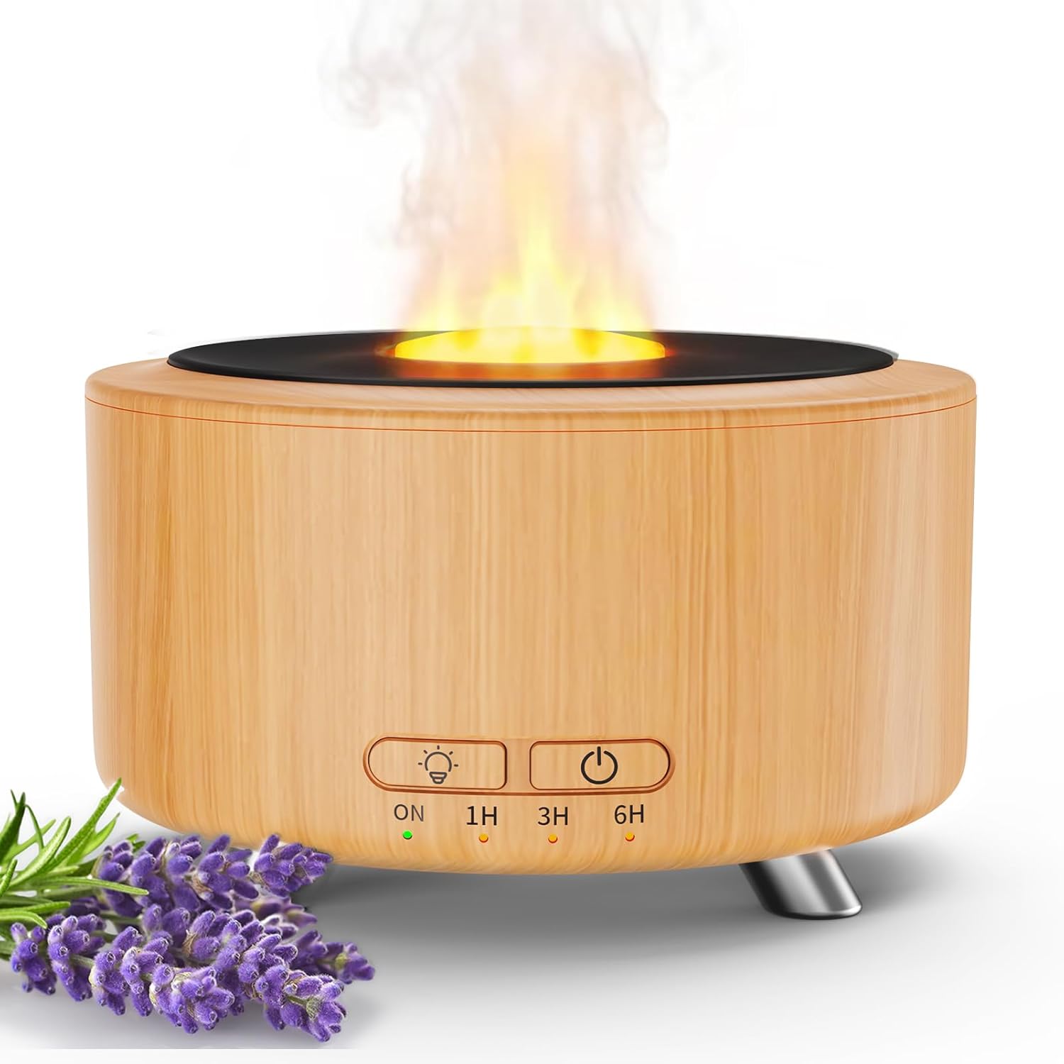 Aroma Diffuser für Ätherische Öle, 500ML Aromatherapie Öle Diffusor für Büro, Raum und Yoga, Ultraschall Diffusor mit Auto-Abschaltfunktion, 9-farbiges LED-Nachtlicht, helle Holzoptik